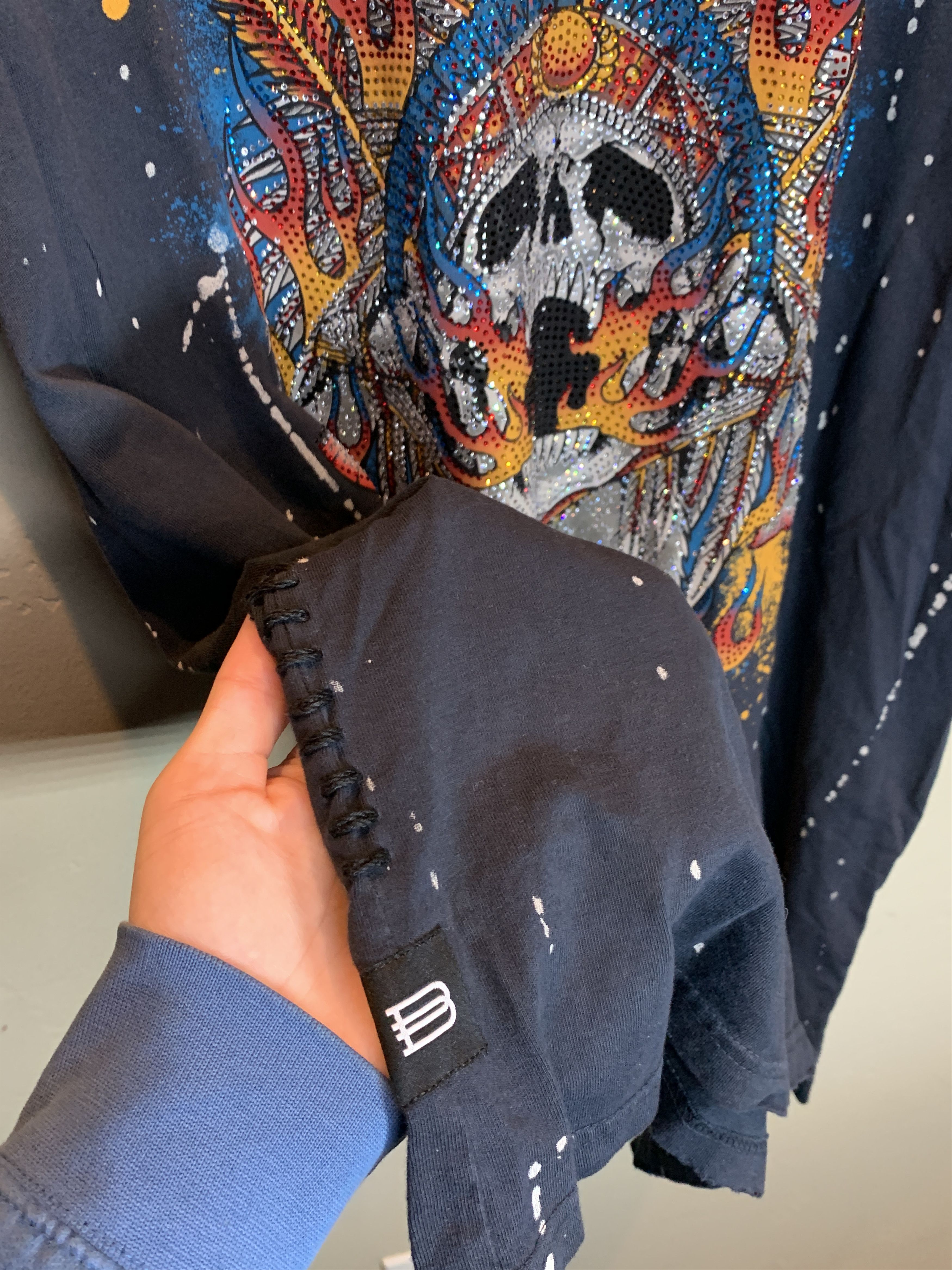 Affliction RARE* New Affliction Black Label Rhinestone Distressed Shirt Size US XXL / EU 58 / 5 - 5 Thumbnail