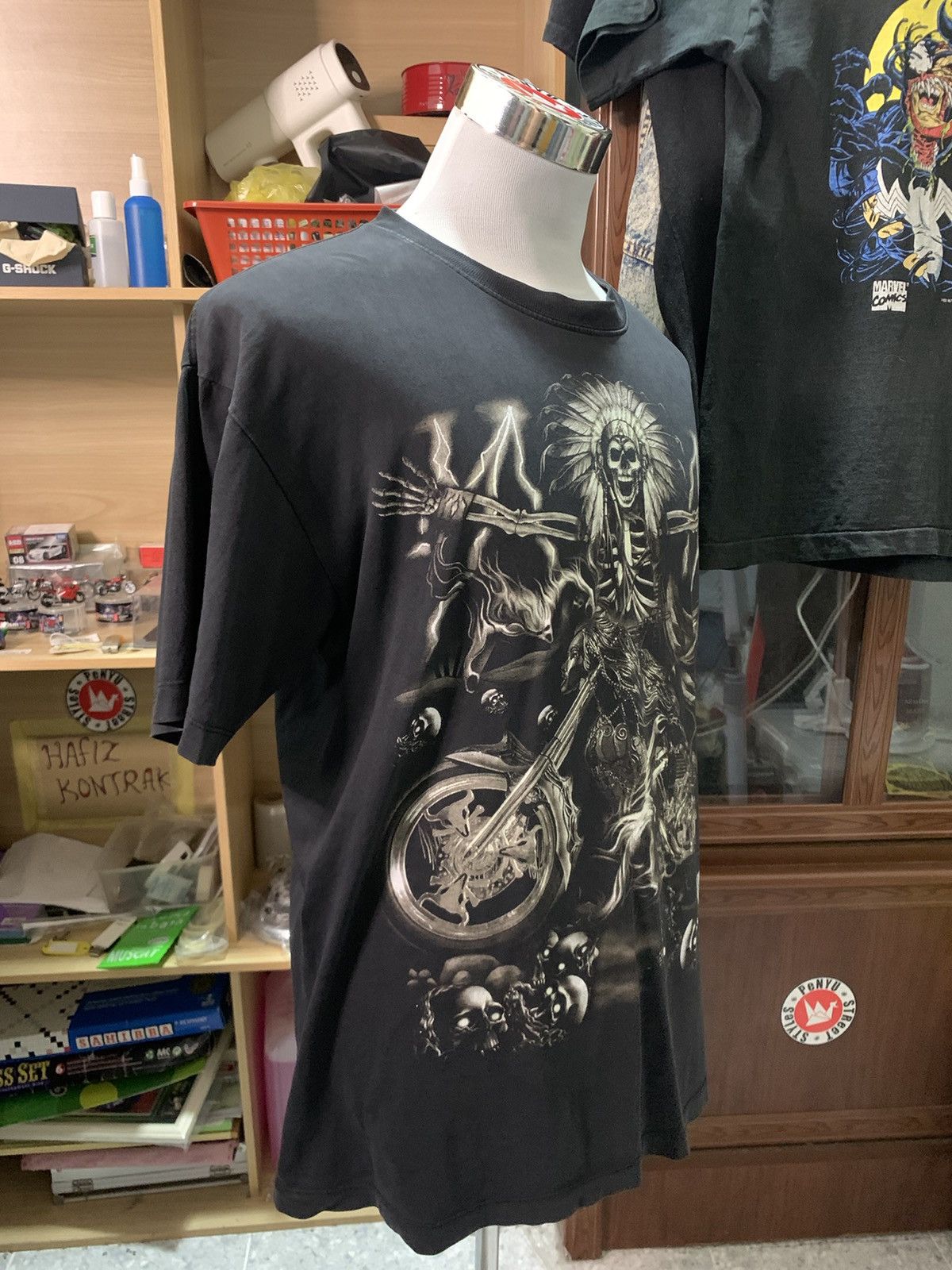 If Six Was Nine Y2K Skull Rider Punk Full Print Tee Size US L / EU 52-54 / 3 - 4 Thumbnail