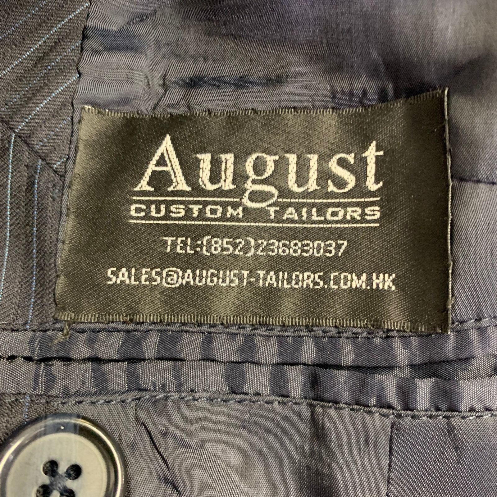 Other AUGUST Size 42 Navy Blue Stripe Single Breasted Sport Coat Size 42R - 6 Thumbnail