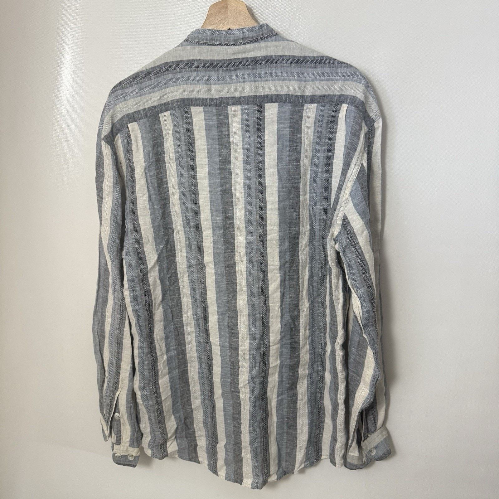 Jhane Barnes Vtg Jhane Barnes Shirt Blue Striped Linen Western Beach Size US M / EU 48-50 / 2 - 2 Thumbnail