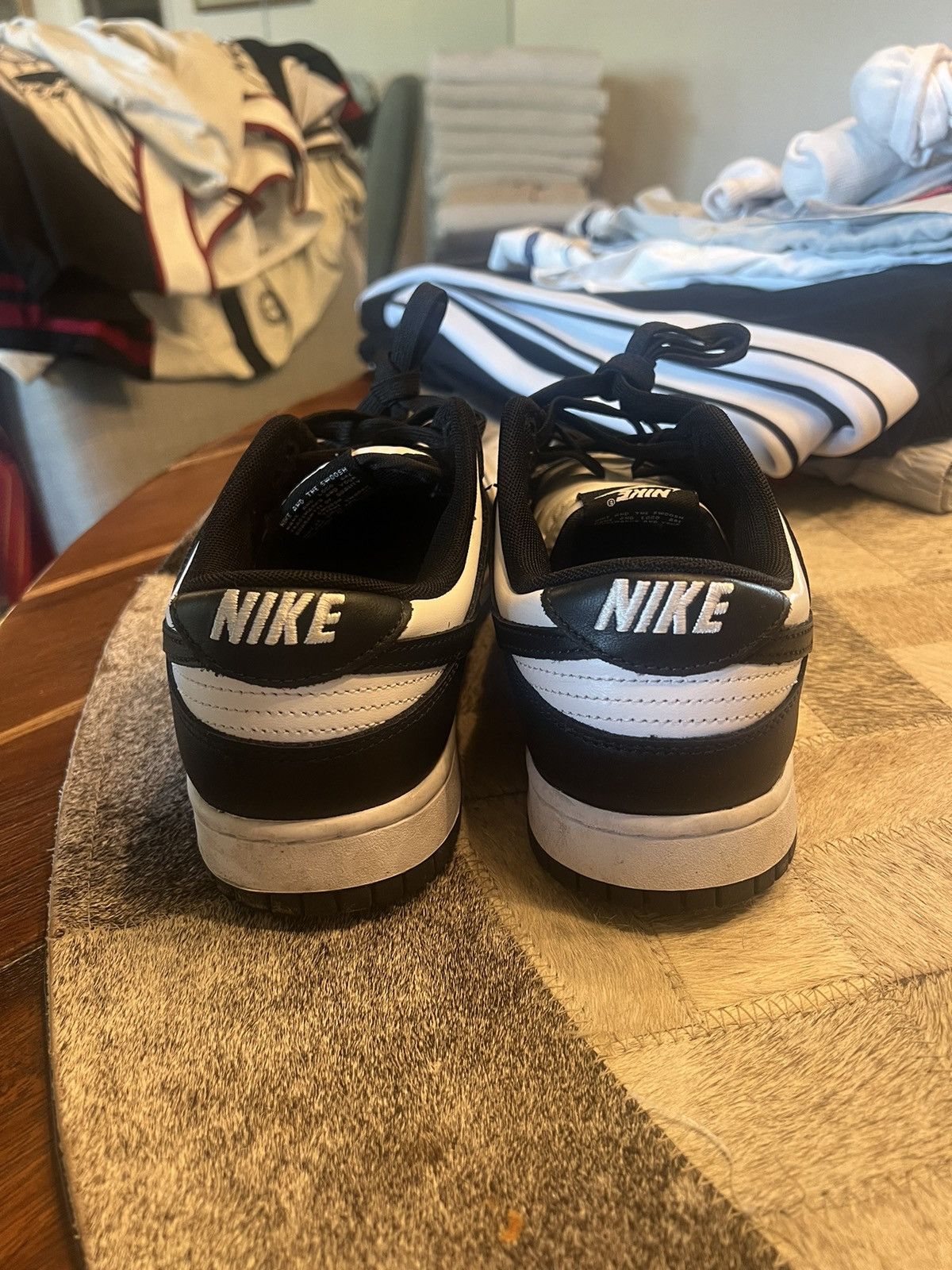 Nike Nike Dunk Low White/White/Black Size US 10 / EU 43 - 4 Thumbnail
