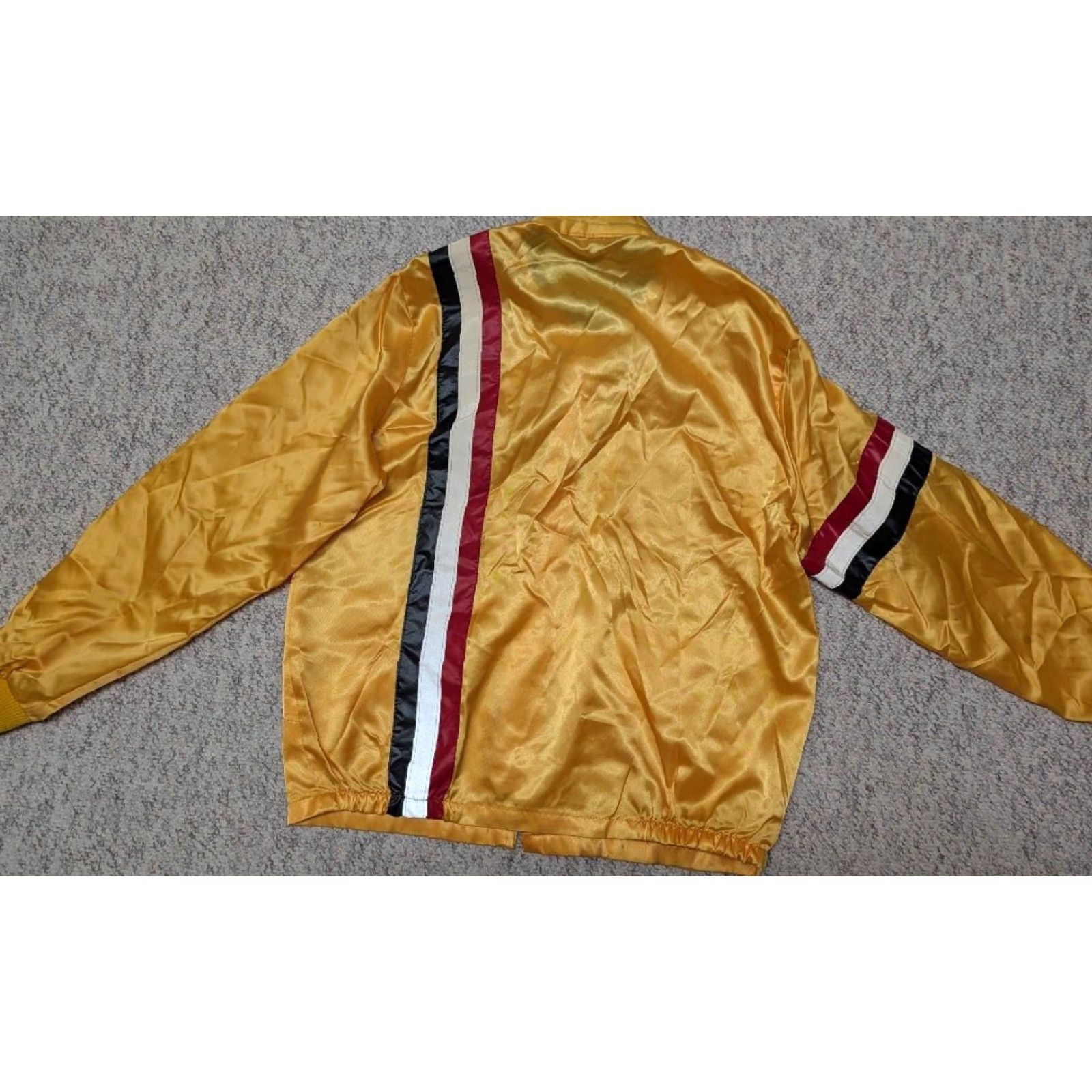Vintage VINTAGE windbreaker Crown Jacket Mens L Satin Nylon Yellow striped Zip 1970s Car Racing Ford Cobra Shelby Streetwear Mens Size US L / EU 52-54 / 3 - 3 Thumbnail