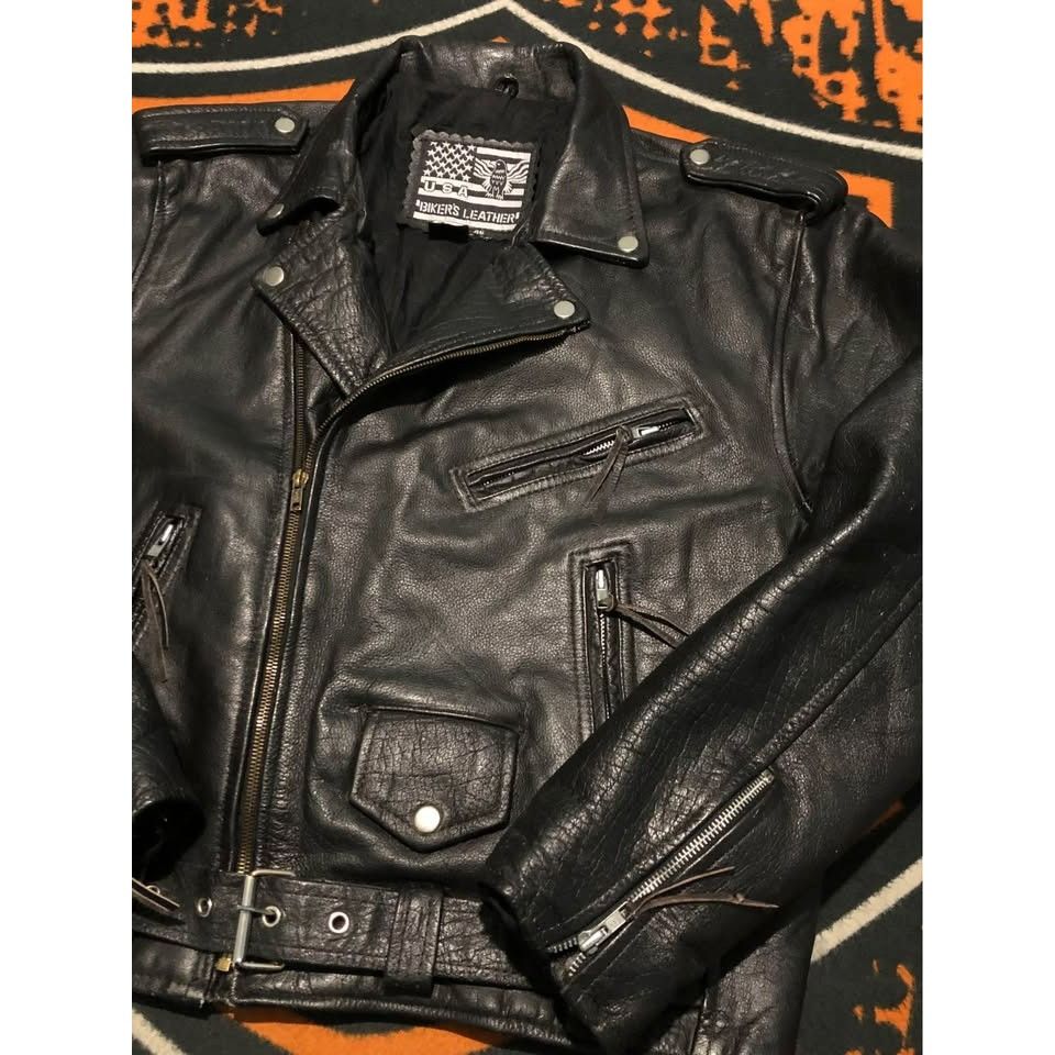 Vintage VTG Leather Jacket Size 46 Men Thick & Resistant Rebel Style Size US L / EU 52-54 / 3 - 3 Thumbnail
