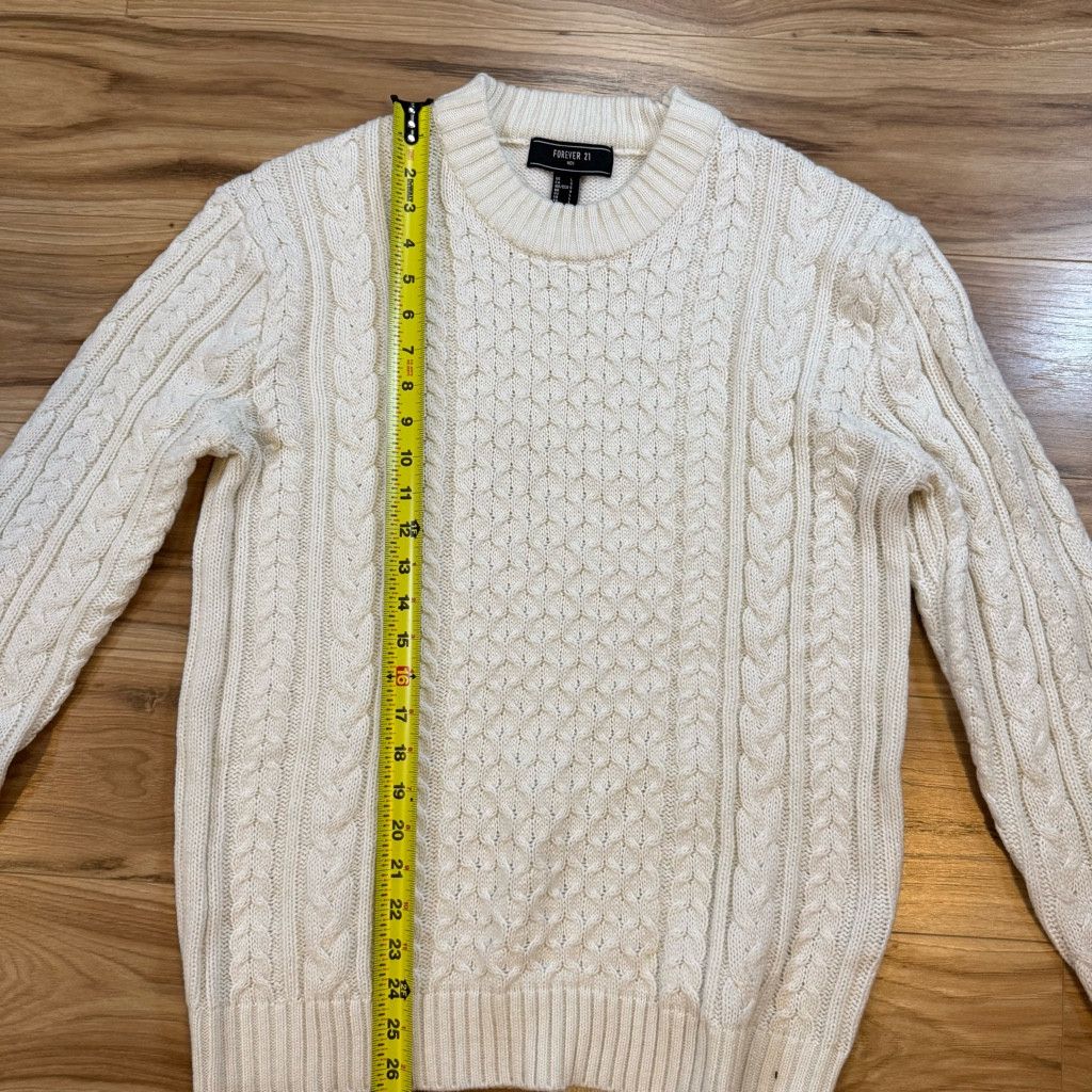 Forever 21 Forever 21 Men’s Cable Knit Sweater Cream Size L Size US L / EU 52-54 / 3 - 5 Thumbnail
