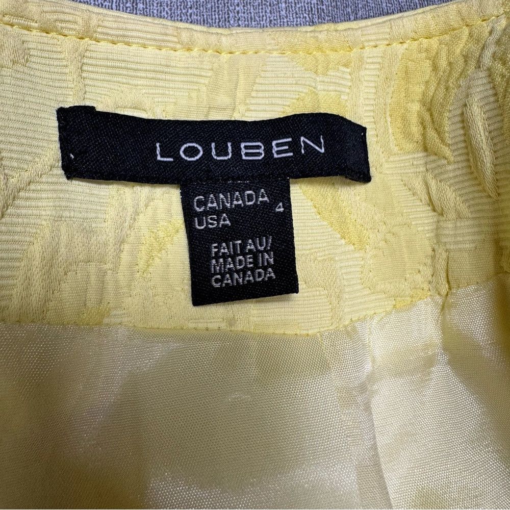 LOUBEN Louben Yellow Textured Floral Cotton Zip Front Jacket Size Size S / US 4 / IT 40 - 7 Thumbnail