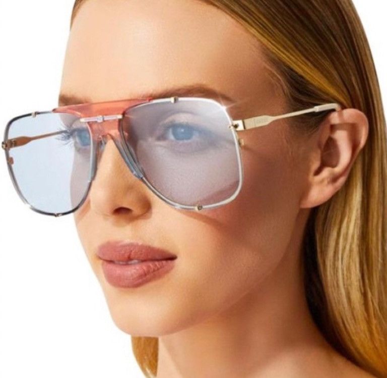 image of Gucci Blue / Gold Gg0739S - 005 Aviator Sunglasses in Pink, Women's