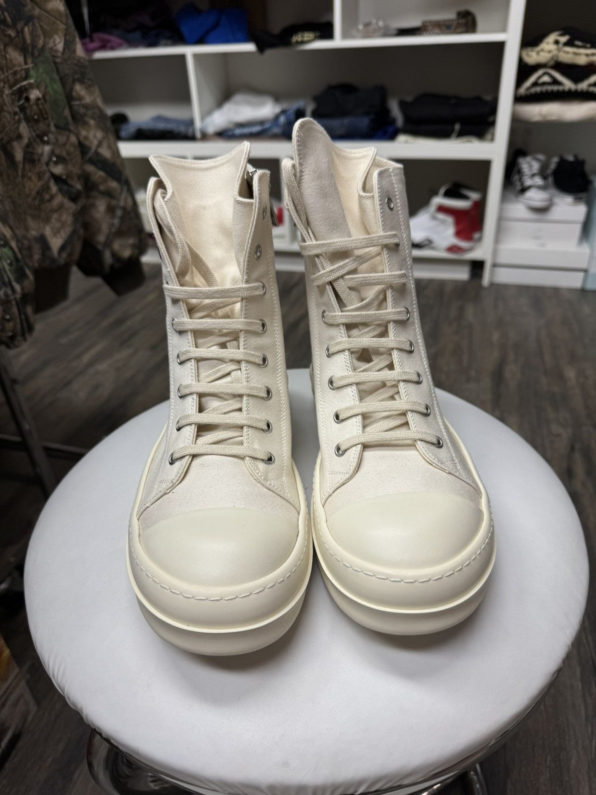 Rick Owens Rick Owens DRKSHDW Ramone Hi Top Milk *RARE^ Size US 9.5 / EU 42-43 - 3 Thumbnail