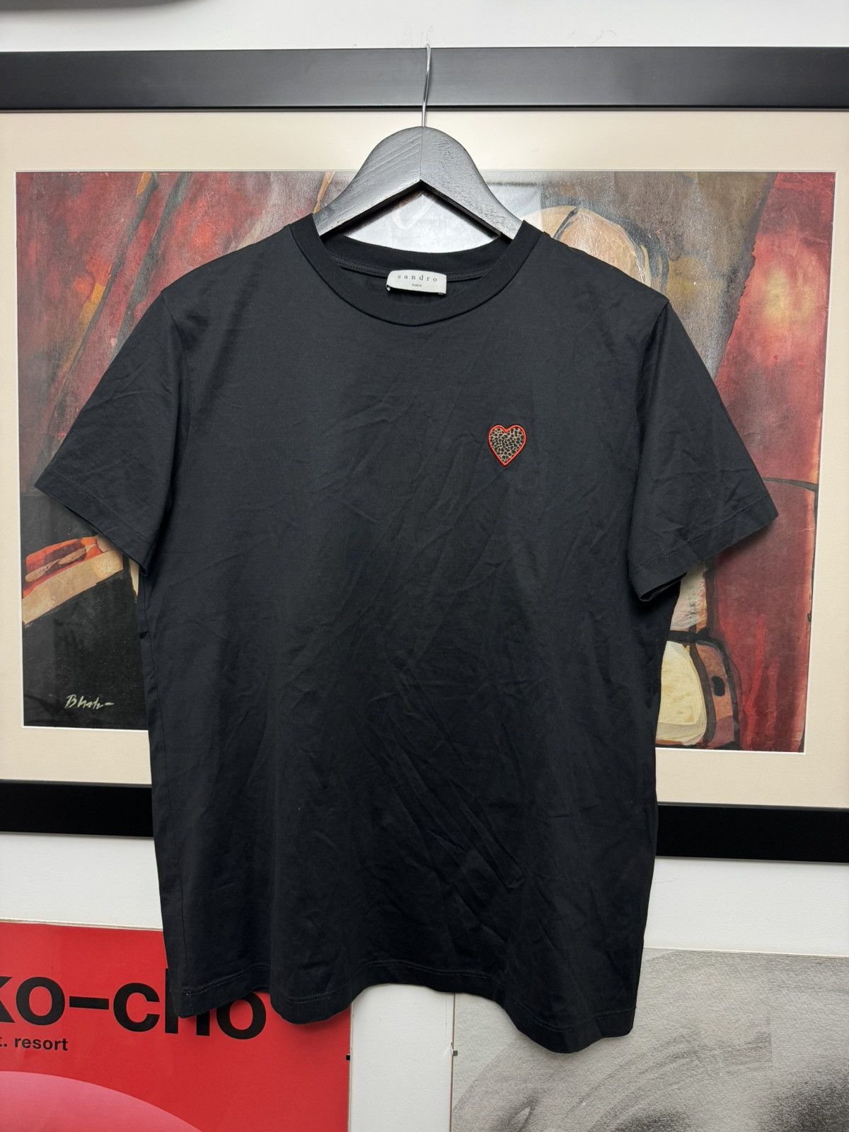Sandro Sandro Paris Leopard Print Tee Mini Heart Logo Designer Size US S / EU 44-46 / 1 - 2 Thumbnail