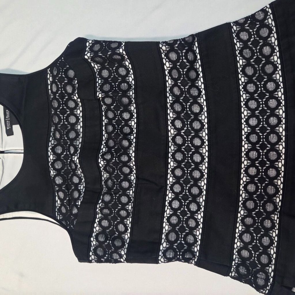 White House Black Market White House Black Market-Chic Lace Stripe Blouse size00 Size S / US 4 / IT 40 - 1 Thumbnail