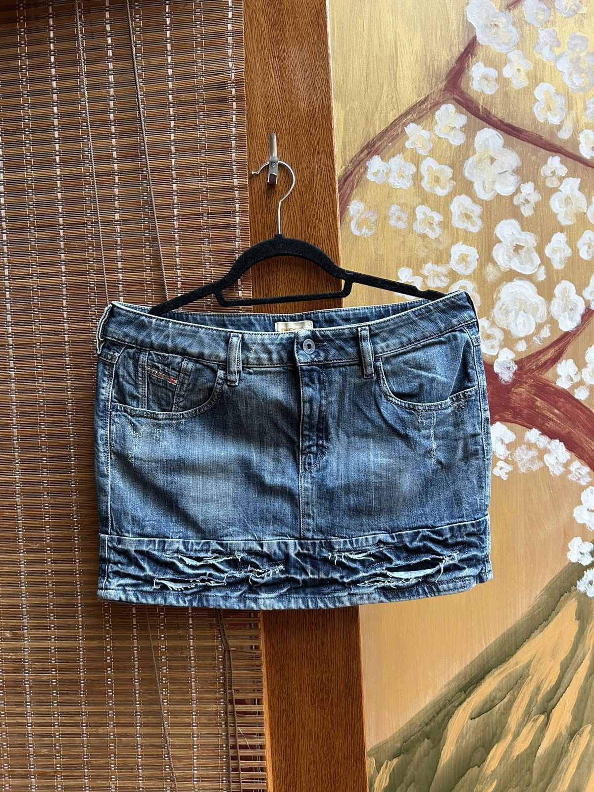 Diesel Vintage Y2K Diesel Denim Washed Distressed Faded Mini Skirt Size 30" / US 8 / IT 44 - 1 Thumbnail