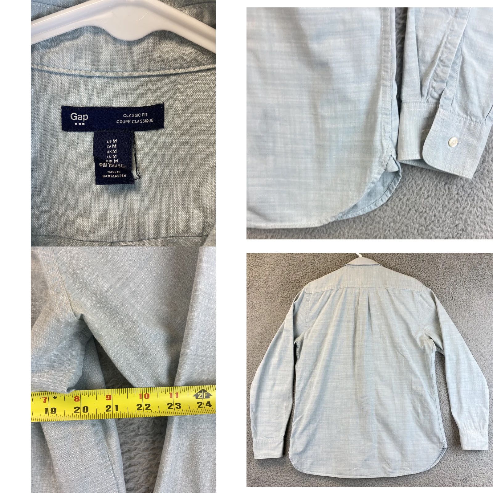 Gap Gap Mens Long Sleeve Button Up Shirt Solid Light Green Size Medium M 70-17 Dress Shirt Button-Down Collared Spread Collar Standard Cuff Size US M / EU 48-50 / 2 - 8 Thumbnail