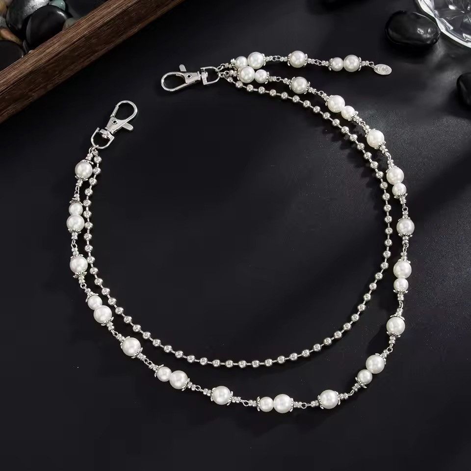 Jewelry Pearl Chain Belt | Silver Hip Chain | Fashion Accessory Size ONE SIZE - 2 Thumbnail
