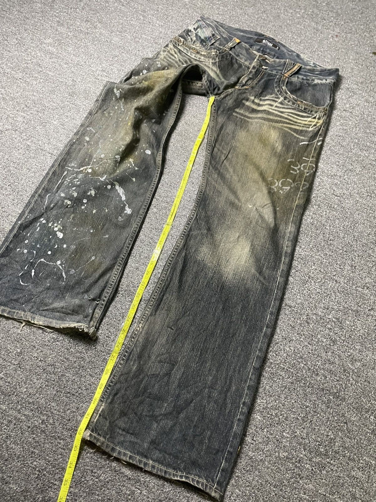 Japanese Brand ULTIMAX PAINT SPLASHED FLARED JEANS (103) Size US 34 / EU 50 - 6 Thumbnail