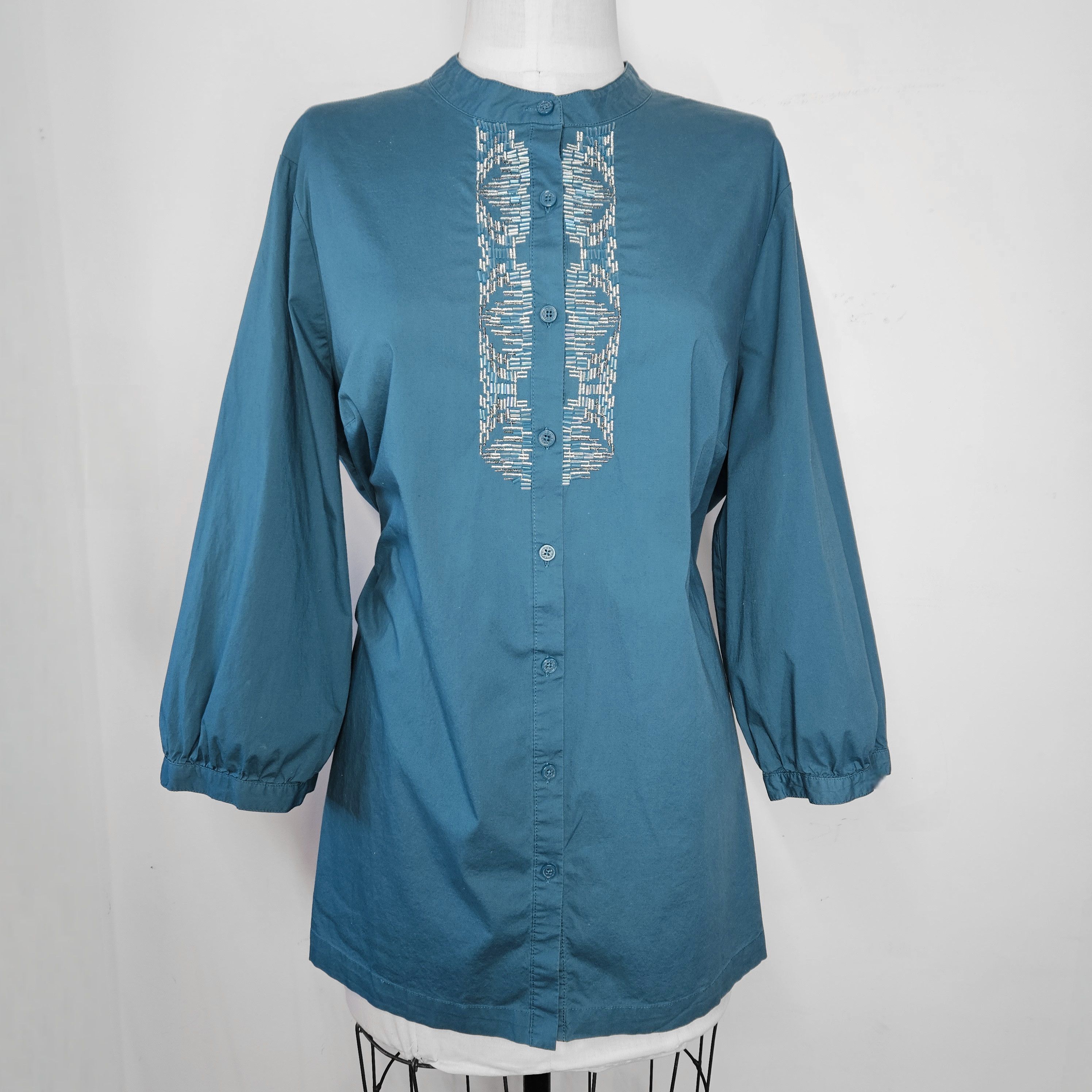 Other Dana Buchman Sze 2X Shirt Button Down 100% Cotton Beaded Size XXL / US 16-18 / IT 52-54 - 1 Thumbnail