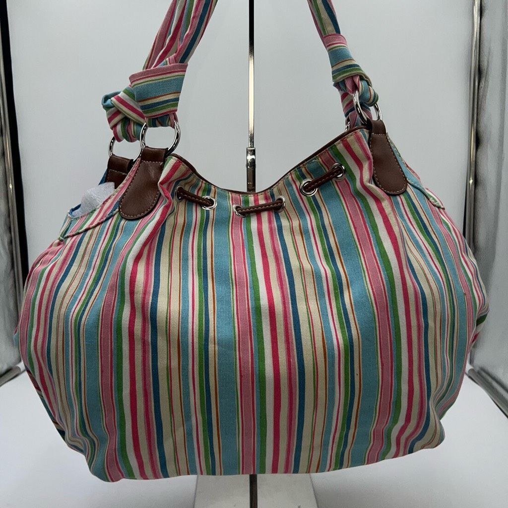 Croft & Barrow Croft and Barrow Vintage y2k summer pink & blue striped canv Size ONE SIZE - 5 Thumbnail