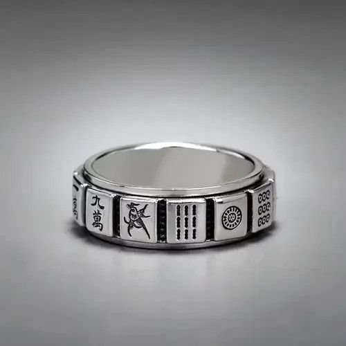 Japanese Brand × Vintage Vintage Chinese Traditional Mahjong Game Silver Ring Rare Size ONE SIZE - 1 Thumbnail