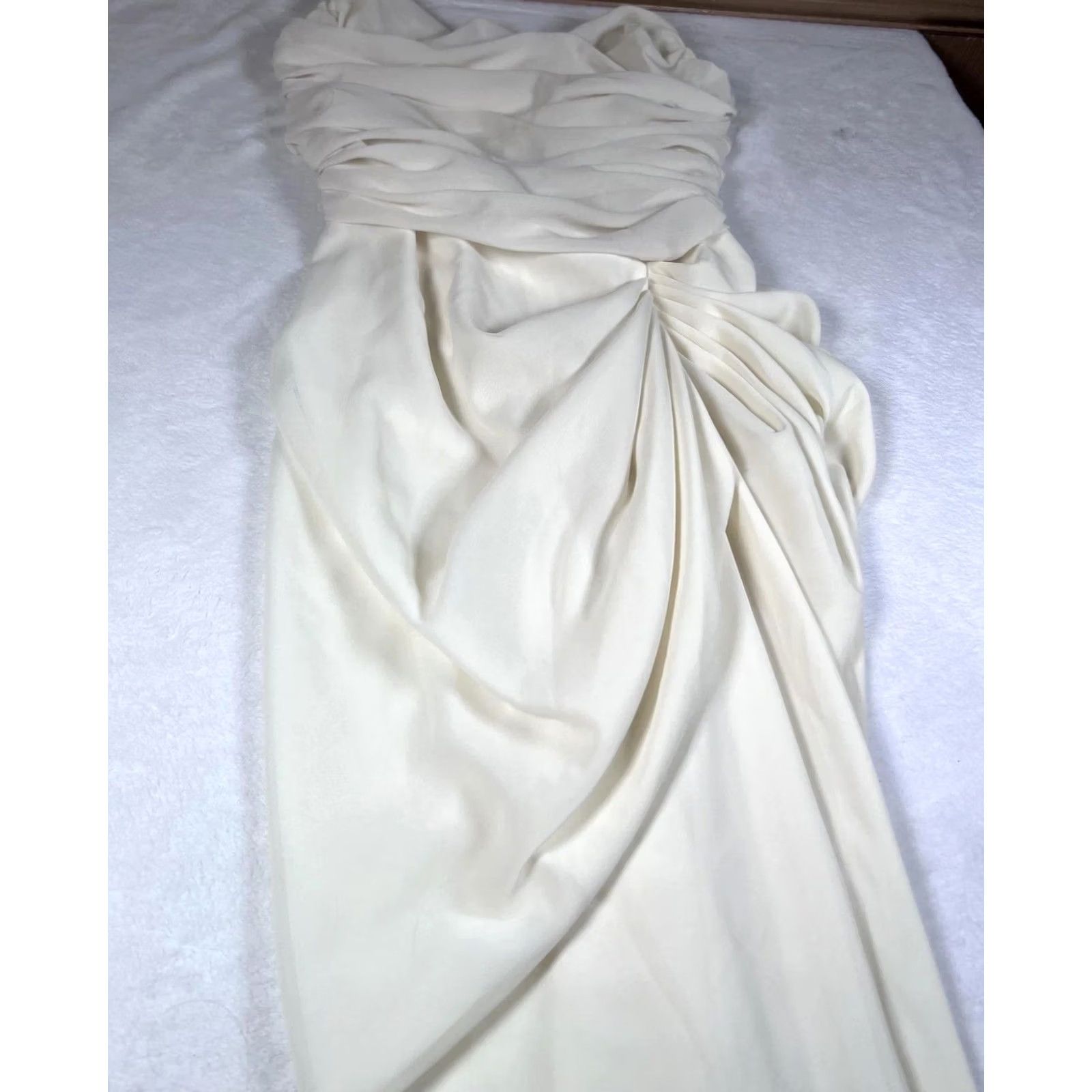 PrettyLittleThing PRETTYLITTLETHING Dress Womens 8 White Chiffon Corset Bandeau Draped Midi Party Dress Size M / US 6-8 / IT 42-44 - 3 Thumbnail