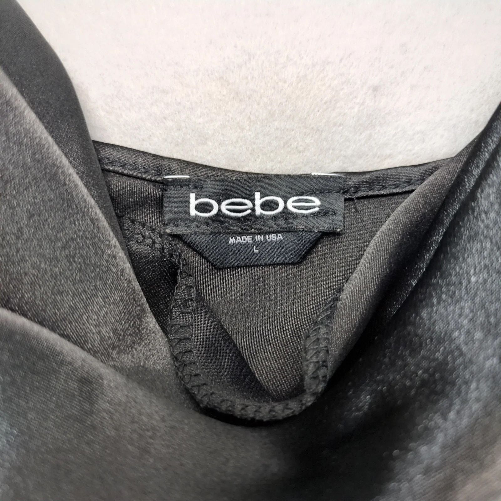 Bebe Vtg Y2K Bebe Black Satin Slip Maxi Dress Sz L Babydoll Goth Size L / US 10 / IT 46 - 3 Thumbnail