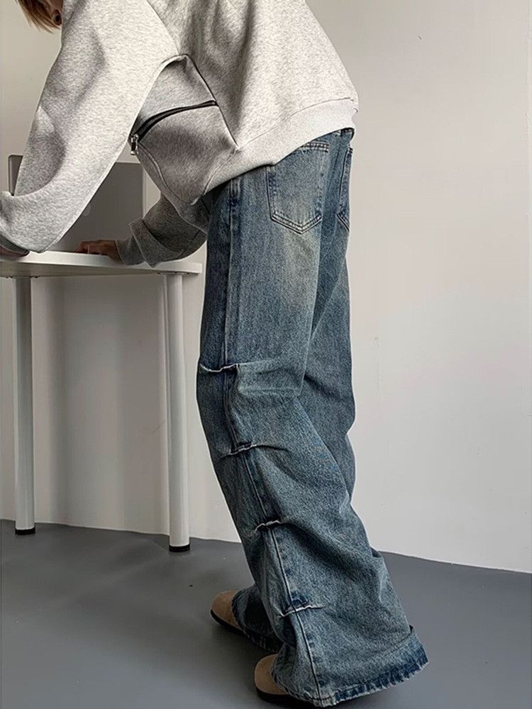 Japanese Brand Men's American hip-hop washed distressed retro jeans Size US 32 / EU 48 - 3 Thumbnail