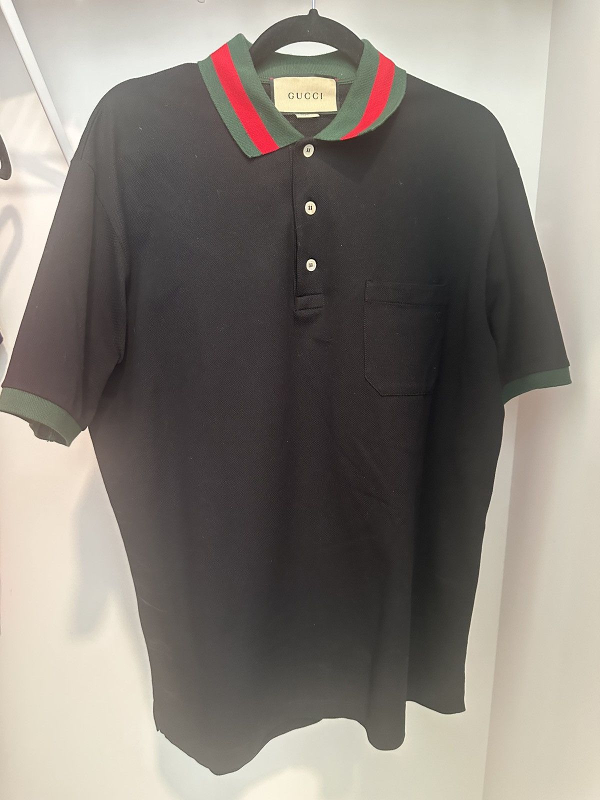 Gucci Gucci Black Piquet Polo with Web Collar Size US L / EU 52-54 / 3 - 1 Thumbnail