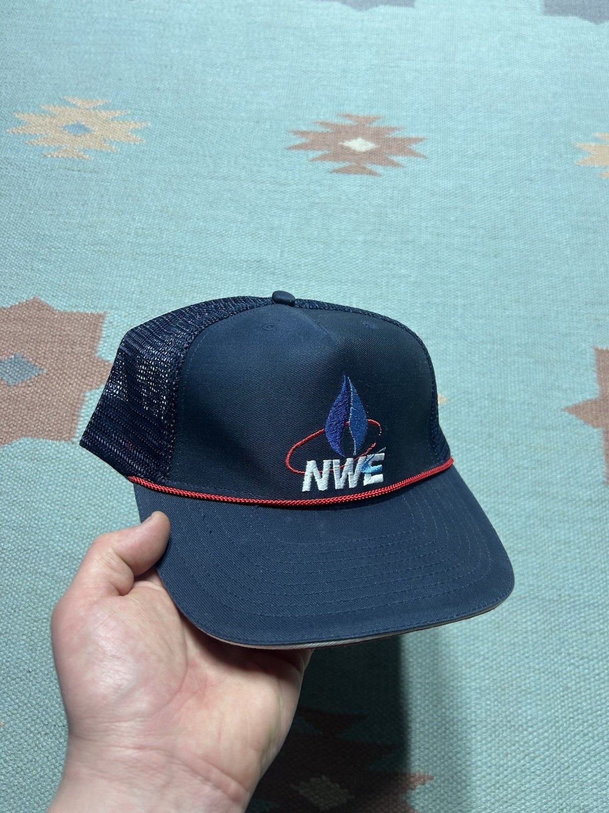 Vintage Vintage strapback trucker hat mesh NWE embroidered logo blue Size ONE SIZE - 1 Thumbnail
