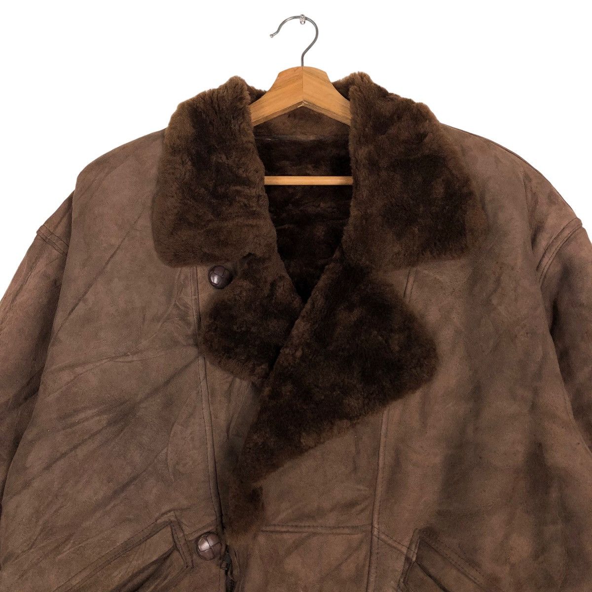 Vintage 🔥Vtg Genuine Suede Shearling Natural Peau Laine Bomber Size US M / EU 48-50 / 2 - 3 Thumbnail