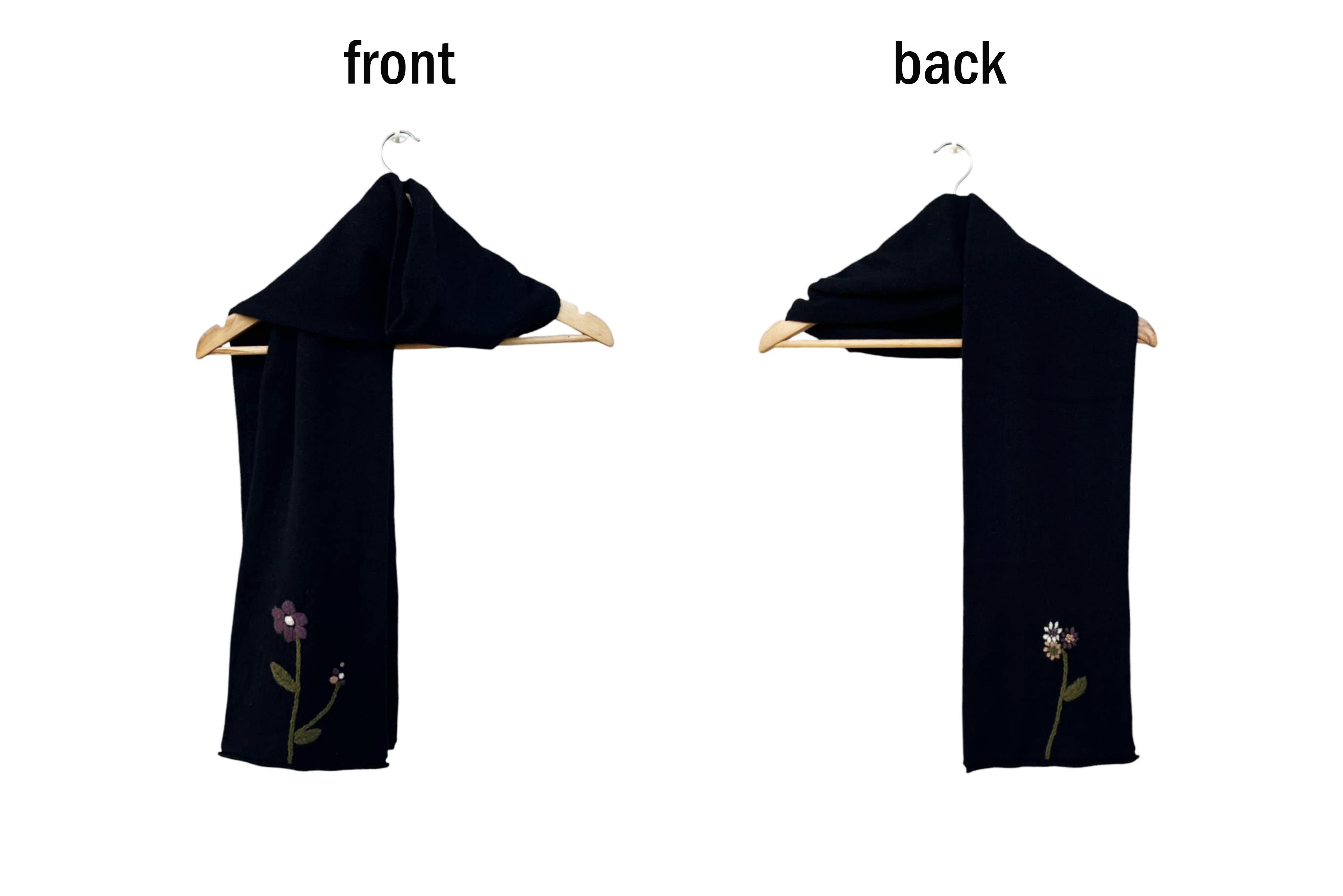 Vintage "Jocomomola" wool long scarf with florals hand embroidery Size ONE SIZE - 4 Thumbnail