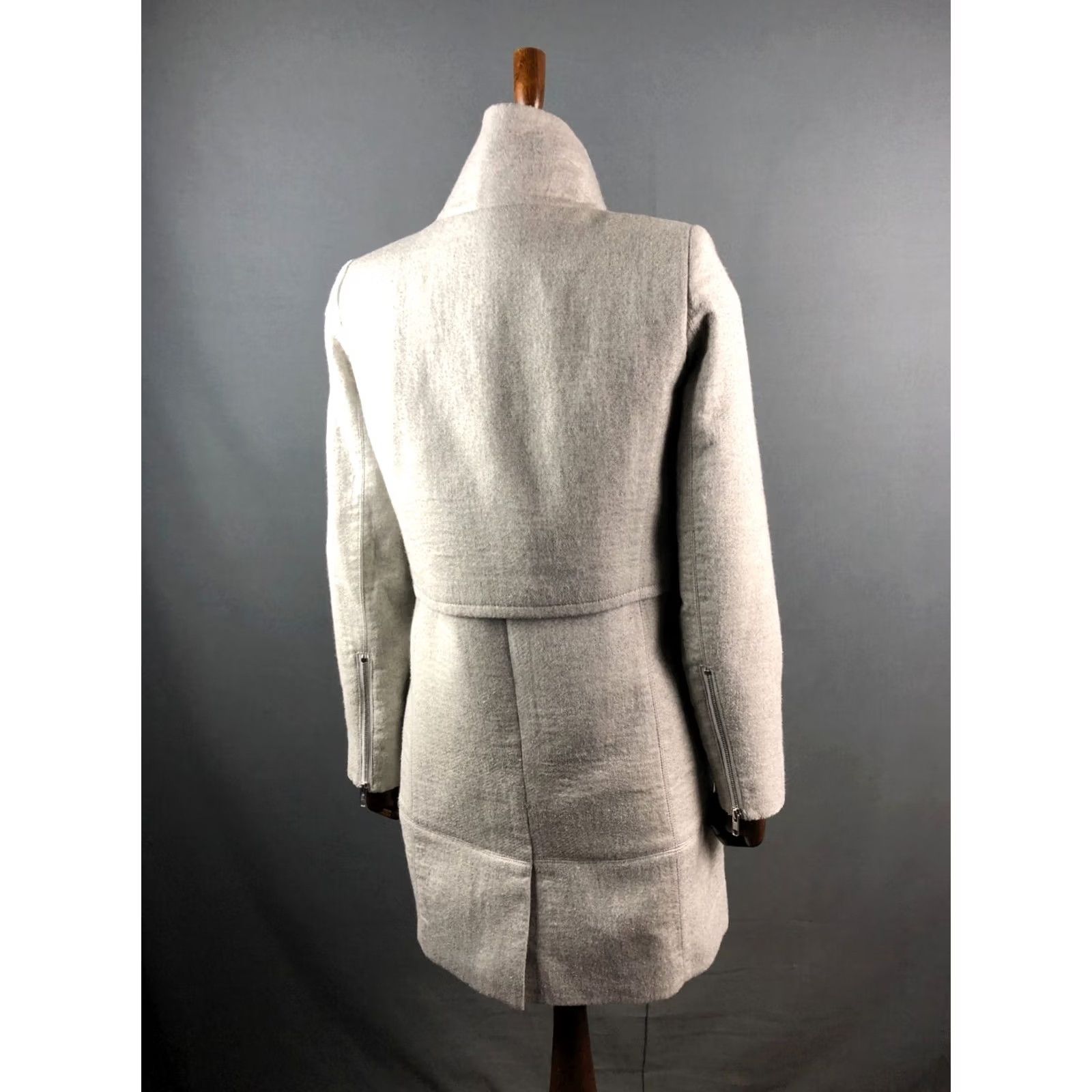 Helmut Lang HELMUT LANG Full Zip Coat Wool Women Gray P Coat Size S / US 4 / IT 40 - 3 Thumbnail