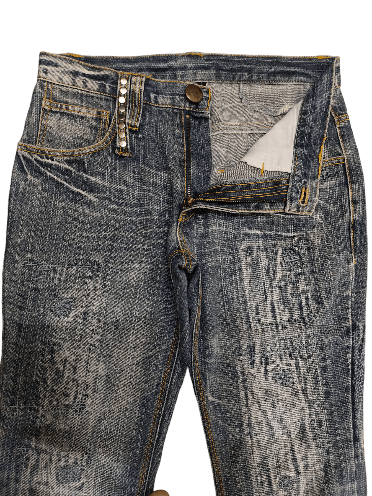 If Six Was Nine Flare Jeans FS Studded Distress Faded Boot Cut Y2k Mudmax Size US 30 / EU 46 - 10 Thumbnail