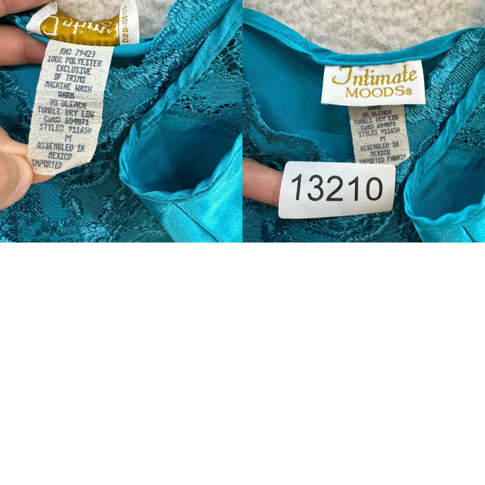 Vintage VINTAGE 90s Y2K Slip Dress M Blue Satin Lace Teal Size M / US 6-8 / IT 42-44 - 8 Thumbnail