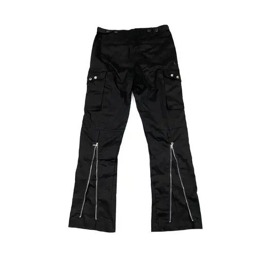 image of Vintage Zipper Rivet Flared Yuppie Punk Remake Cargo Pants in Black, Men's (Size 30)