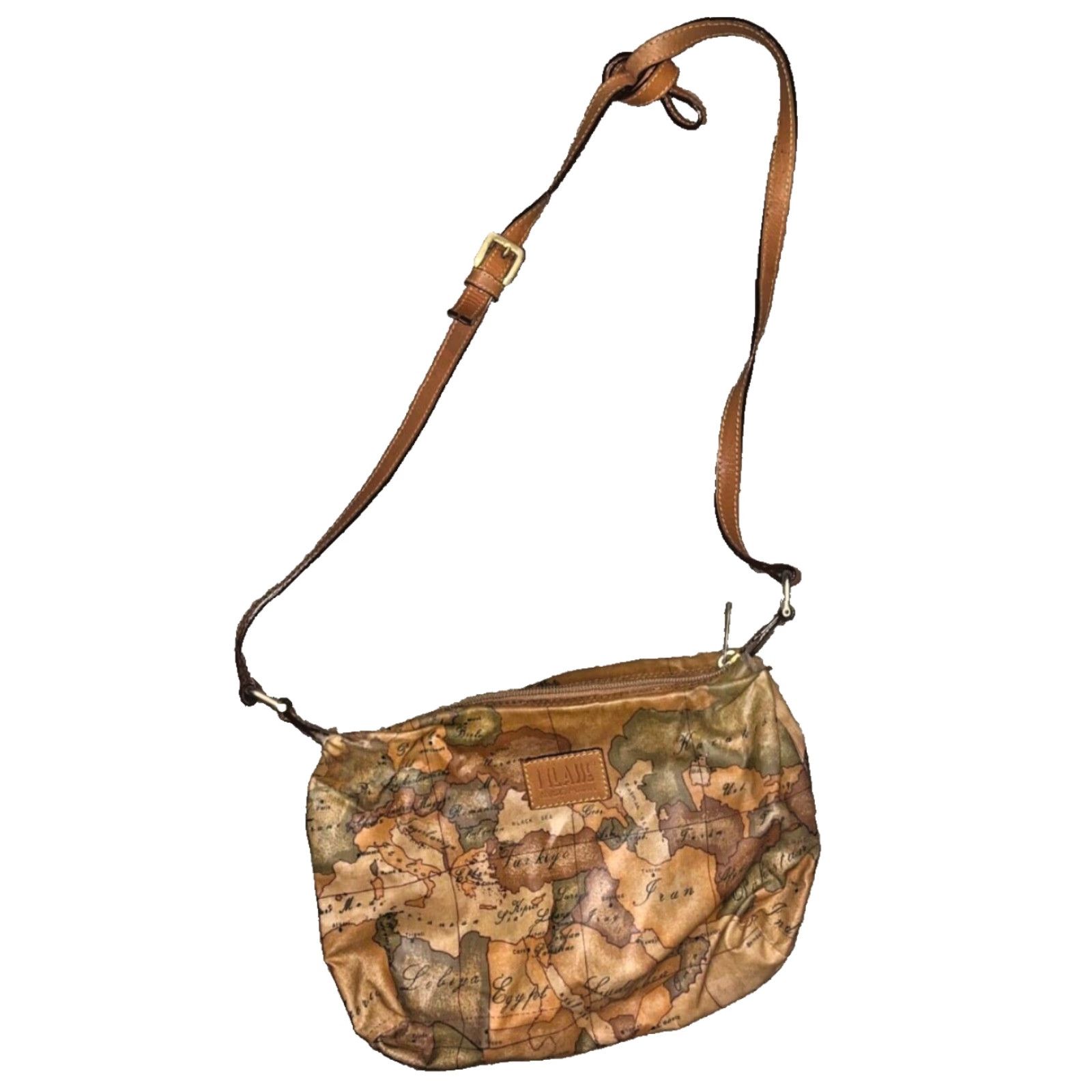 Alviero Martini VINTAGE Alviero Martini 1 Classe Women Shoulder Bag Brown Map Print Zipper Canvas Medium Size ONE SIZE - 2 Thumbnail