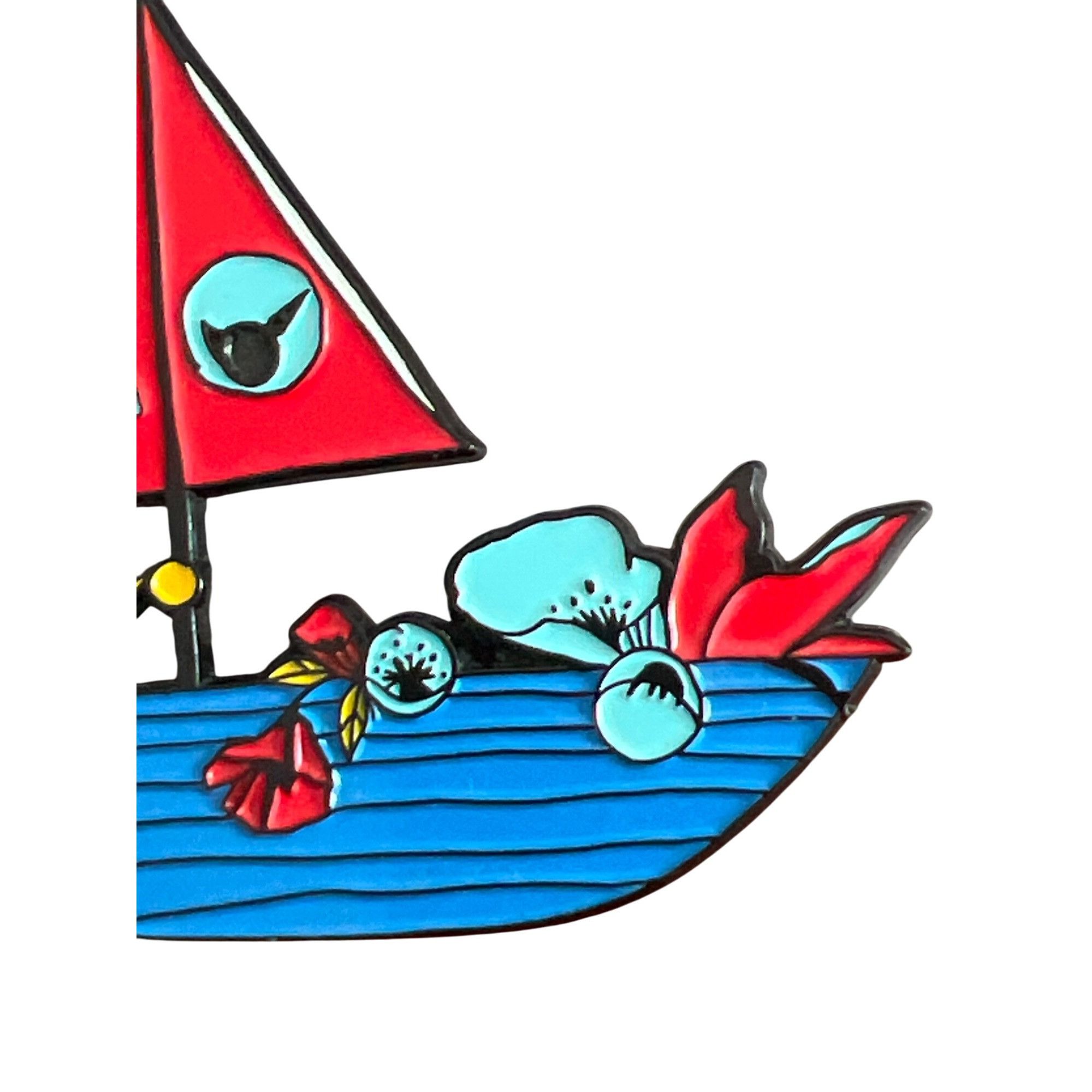 Other Colorful Sailboat Pin Brooch Woman Flowers Red Blue 2.5" x 2 Size ONE SIZE - 3 Thumbnail