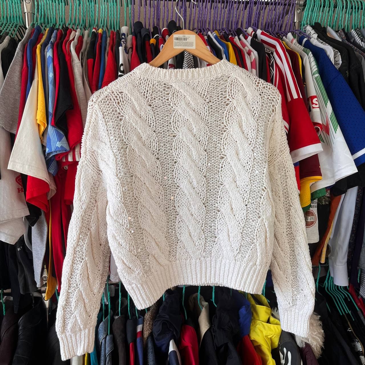 Brunello Cucinelli Brunello Cucinelli Cropped Sequin Cable Knit Sweater XS Size XS / US 0-2 / IT 36-38 - 8 Thumbnail