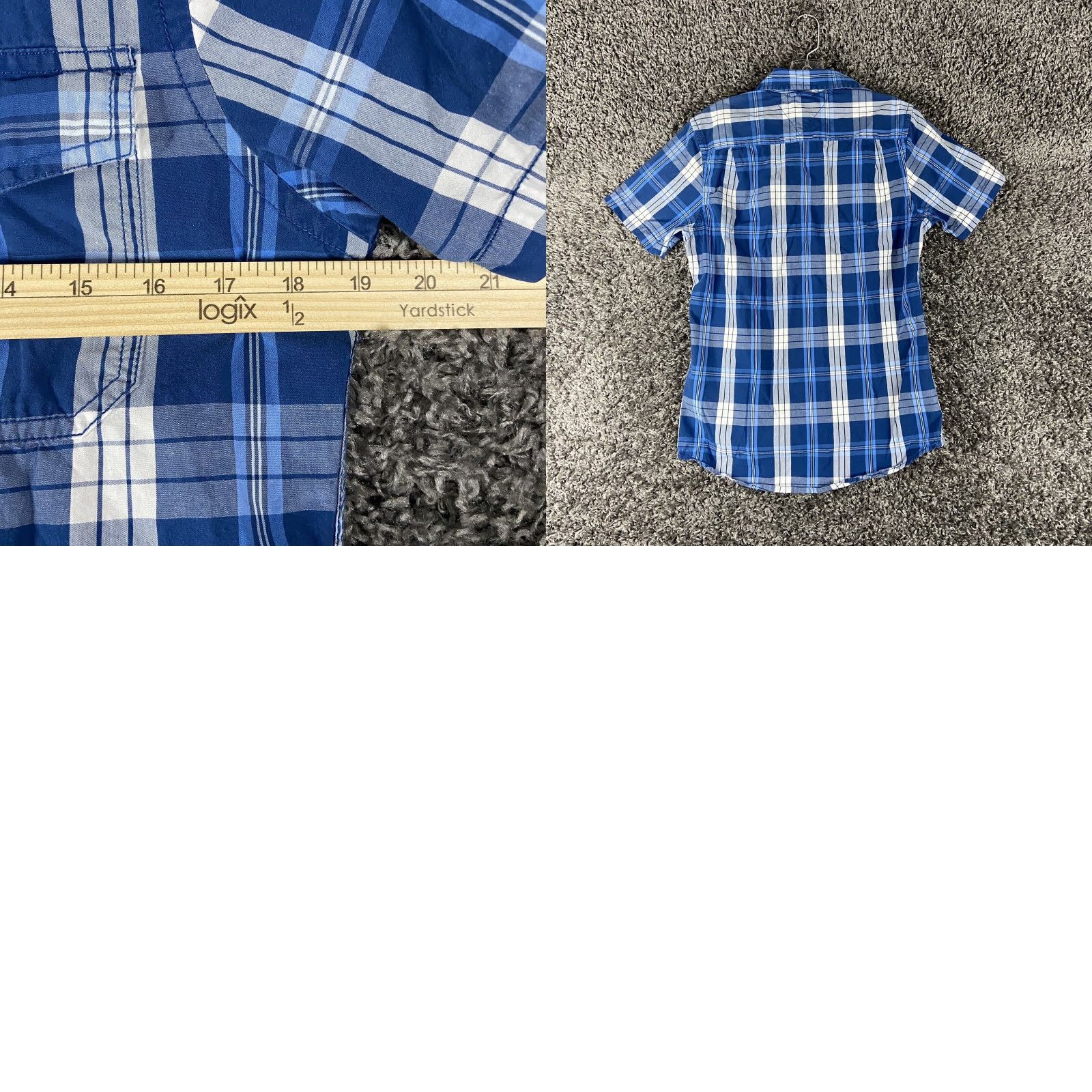 Tommy Hilfiger VINTAGE Tommy Hilfiger Button-Up Shirt Men XS Short Sleeve Plaid Blue Adults XS Men Size US 27 - 8 Thumbnail