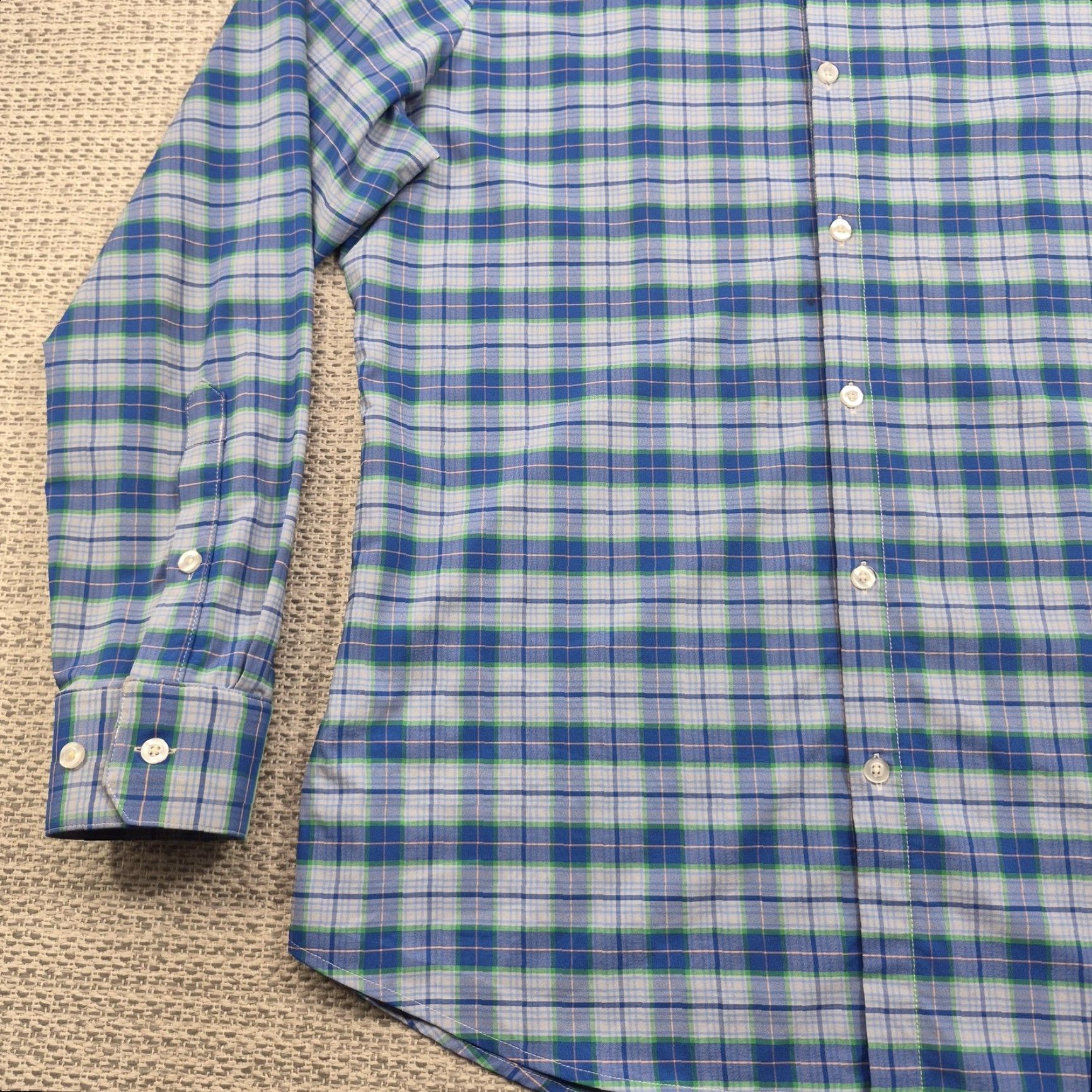 Mizzen+Main Mizzen+Main Button Up Shirt Mens XL Blue Plaid Trim Fit Dress Shirt Size 46R - 3 Thumbnail