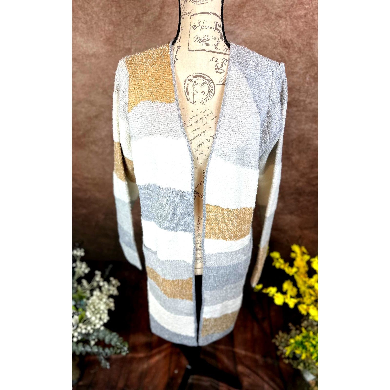 Other Fortune & Ivy Layla Open Cardigan Cream Tan Grey size L Size L / US 10 / IT 46 - 8 Thumbnail