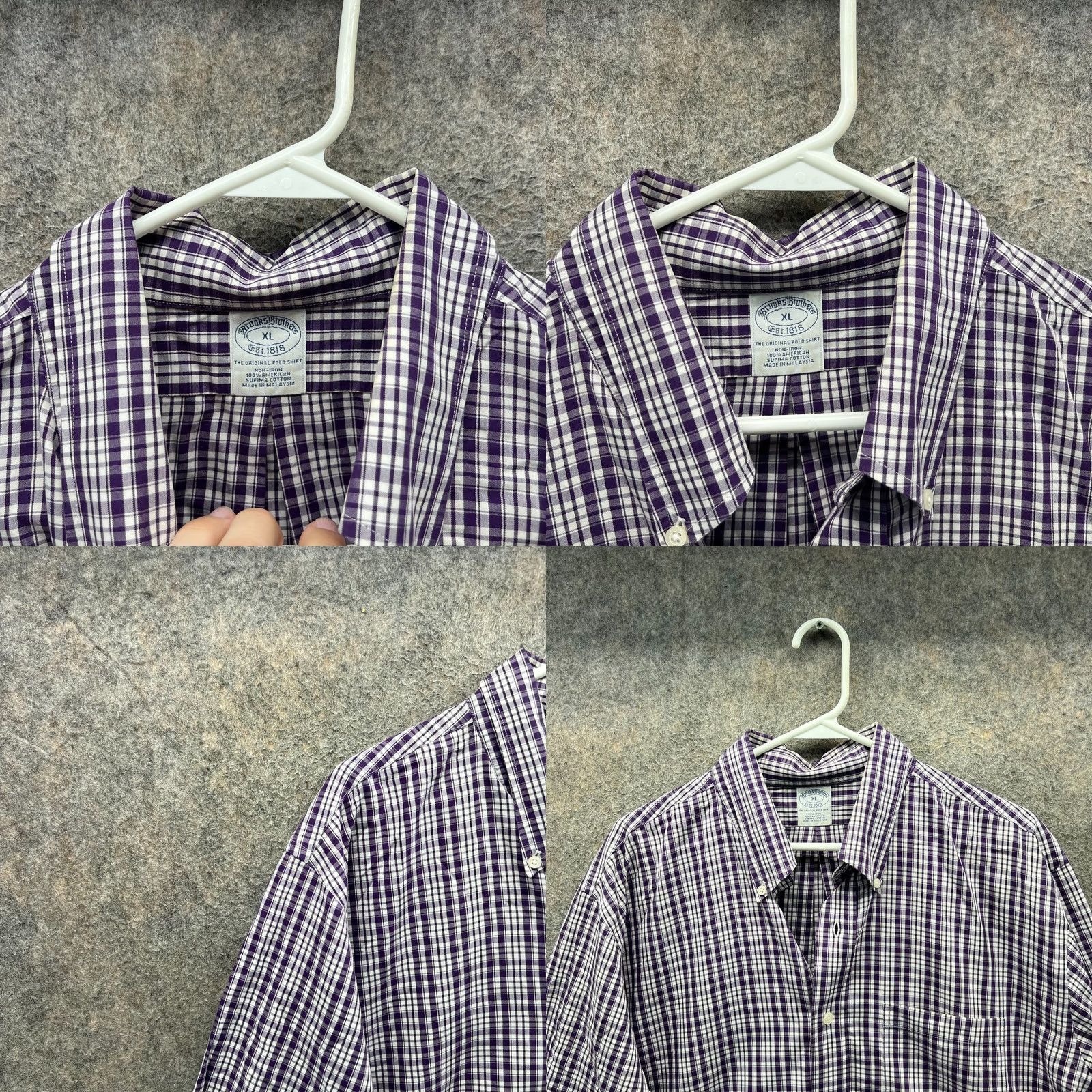 Brooks Brothers VINTAGE Brooks Brothers Shirt Mens XL Purple Button-Down Plaid Gingham Check Oxford Button-Up Long Sleeve Casual Formal Workwear Business Size US XL / EU 56 / 4 - 8 Thumbnail