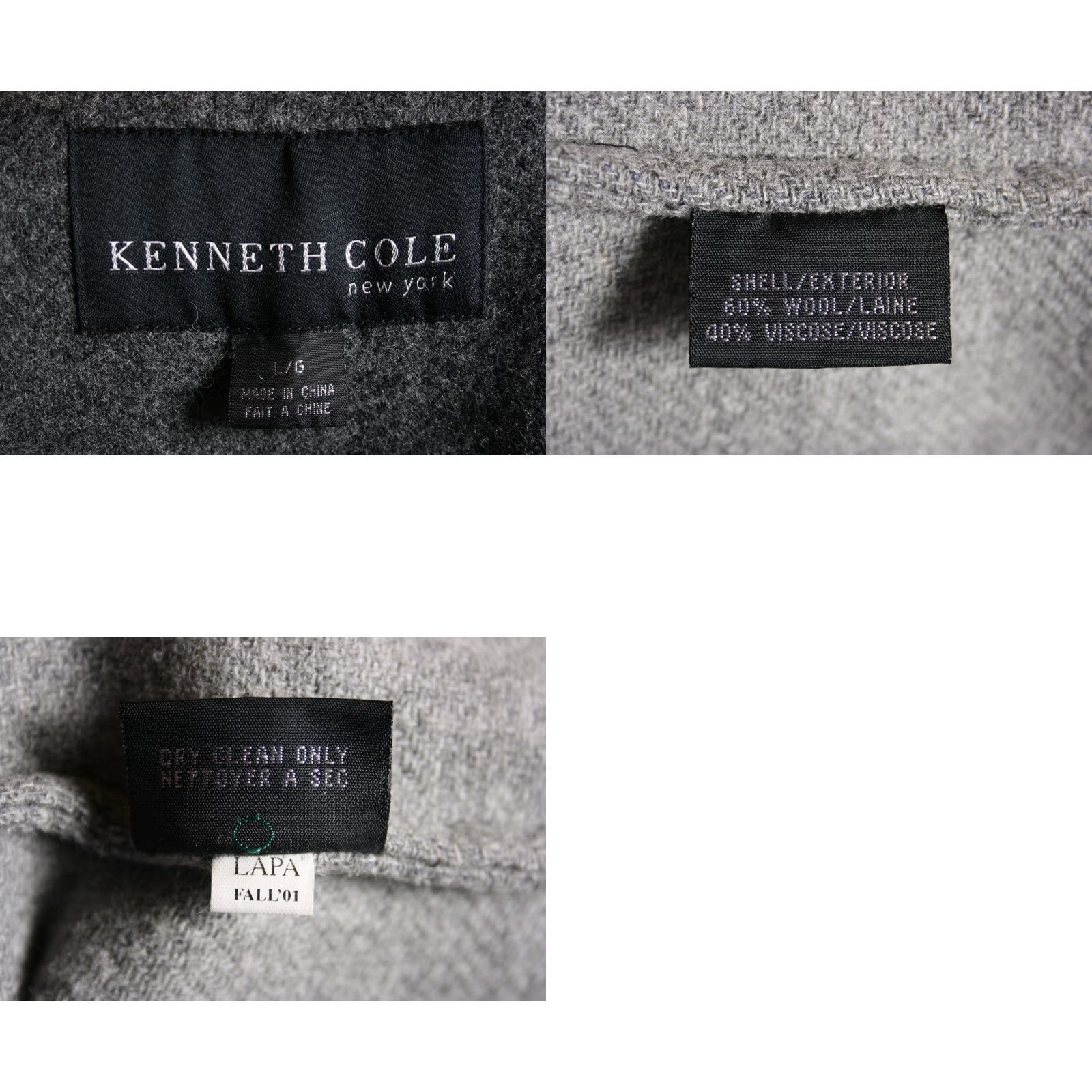 Kenneth Cole VINTAGE Kenneth Cole New York Gray Wool Blend Top Coat Men's L Coat Size US L / EU 52-54 / 3 - 8 Thumbnail