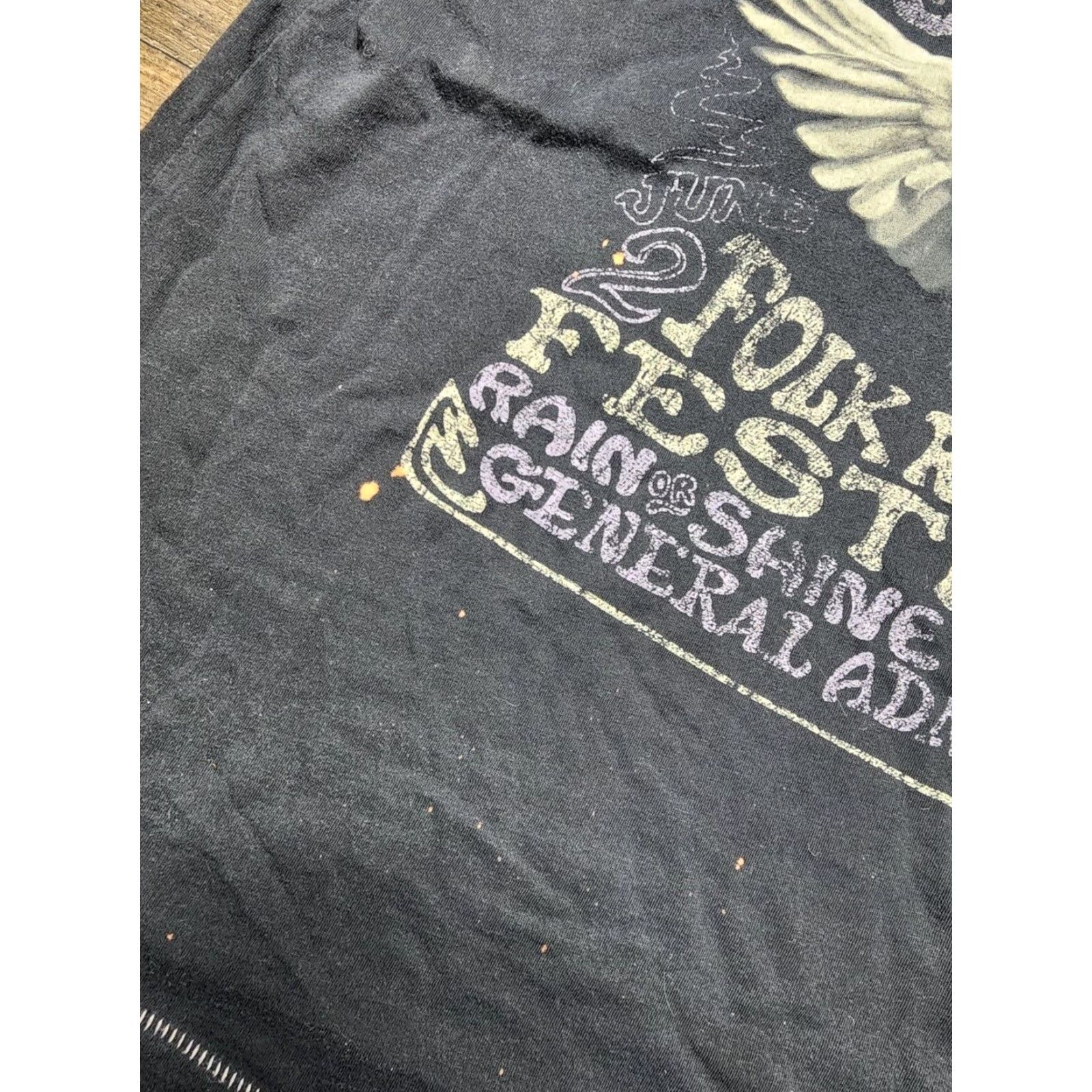 Gap Gap Black Rock Festival T Shirt Distressed Womens L V Neck Short Sleeve Cotton Size L / US 10 / IT 46 - 4 Thumbnail