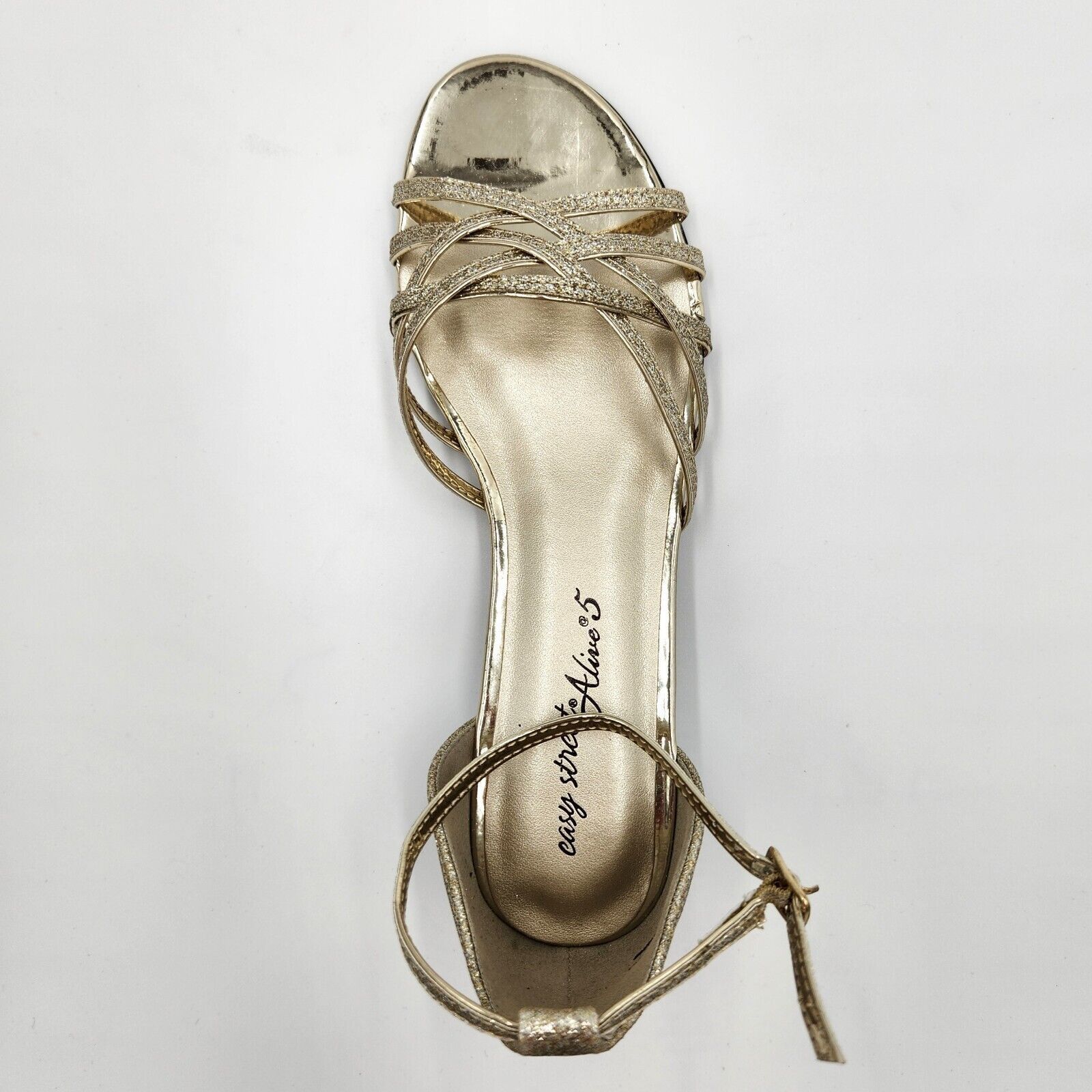 The Unbranded Brand Easy Street Women Gold Glitter Wedge Evening Sandals 8.5 Size US 8.5 / IT 38.5 - 6 Thumbnail