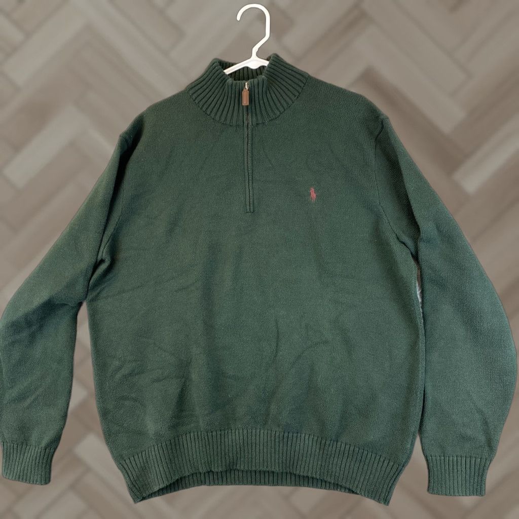 Polo Ralph Lauren Polo Ralph Lauren Men's 1/4 Zip Long Sleeve Sweater XL Green 66-11 Size US XL / EU 56 / 4 - 1 Thumbnail