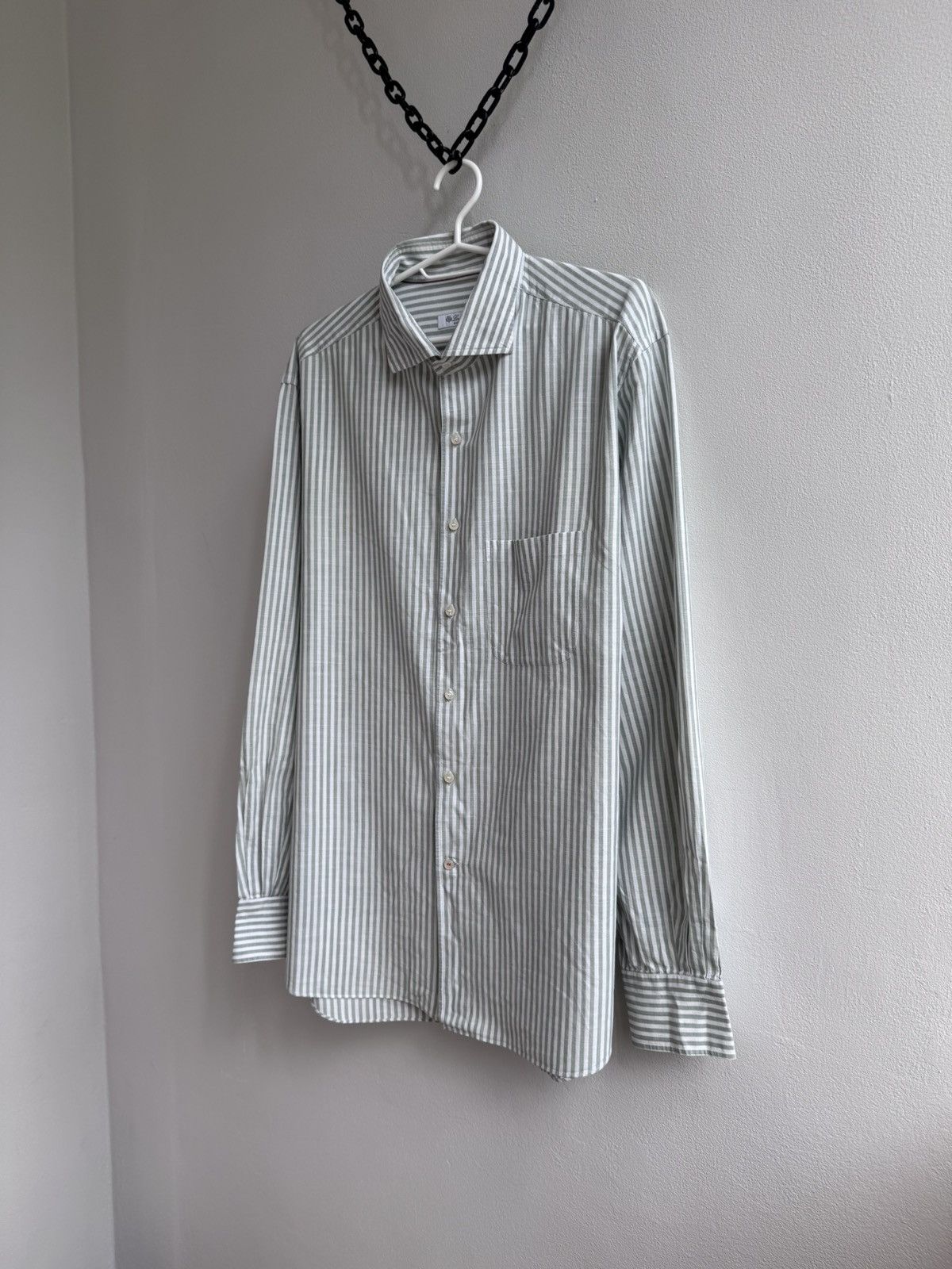 Loro Piana Loro Piana Striped Cotton Button Up Shirt Long Sleeve Green Size US XXL / EU 58 / 5 - 2 Thumbnail