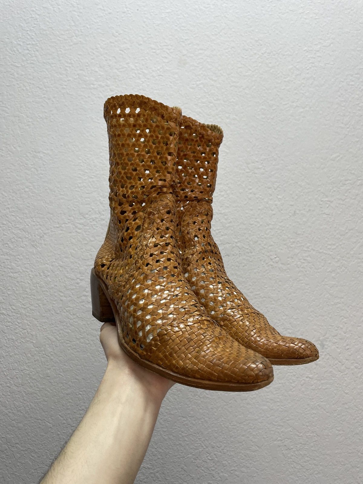 If Six Was Nine × Japanese Brand × Vintage Vintage Italian Bottega Veneta Style Leather Biker Boots Size US 8 / IT 38 - 2 Thumbnail