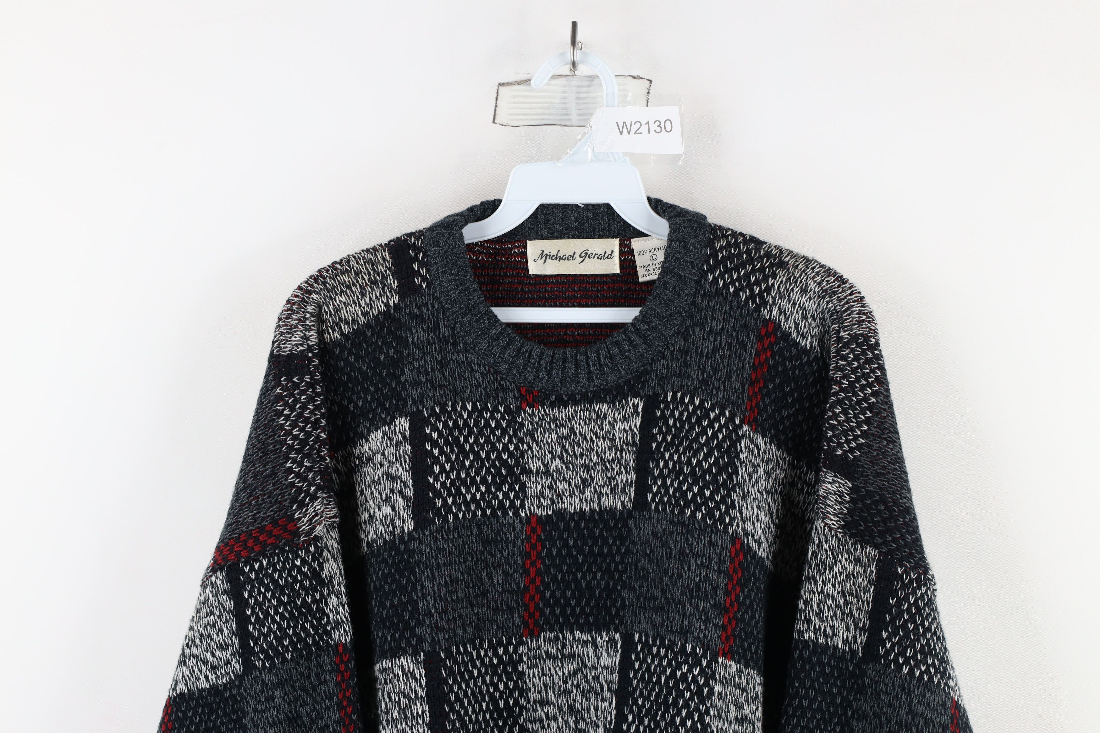 Vintage Vintage 90s Coogi Style Checkered Knit Dad Sweater Size US L / EU 52-54 / 3 - 2 Thumbnail