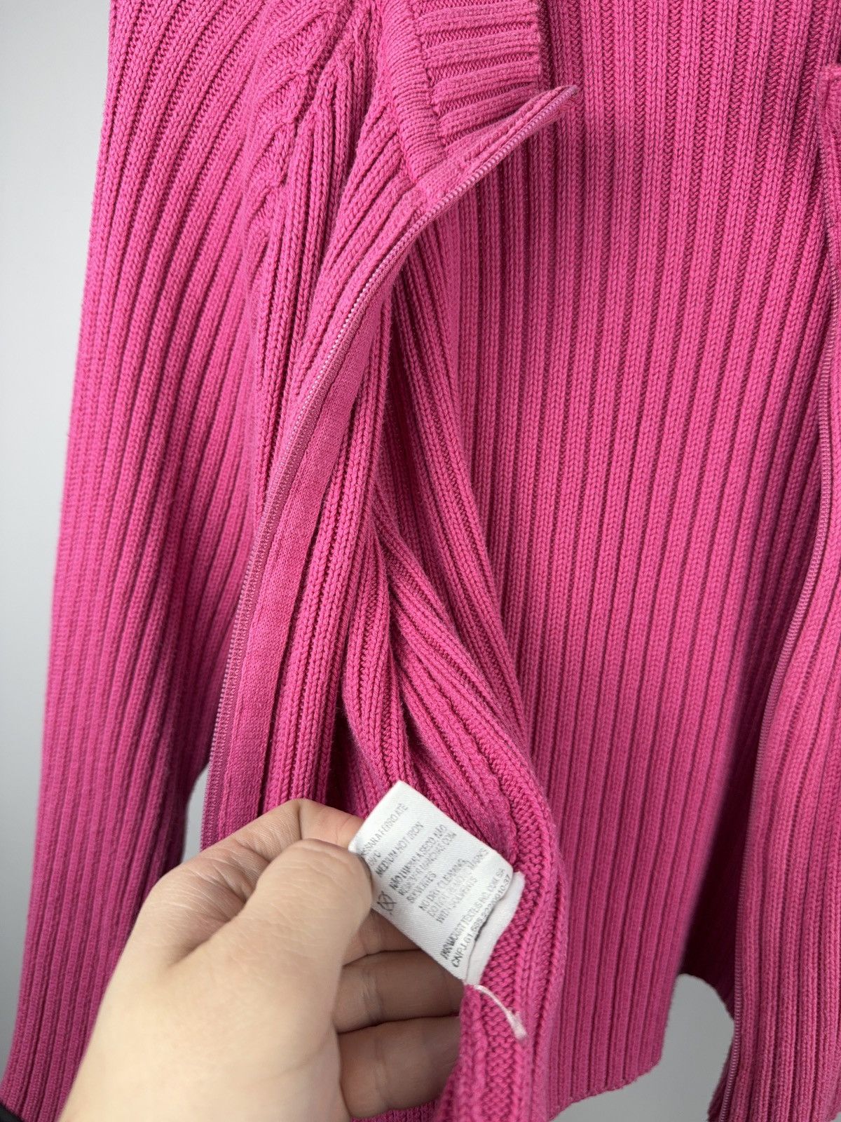 Lacoste 00s Luxury Vintage Lacoste Women’s Ribbed Zip Sweater Y2K Size S / US 4 / IT 40 - 9 Thumbnail