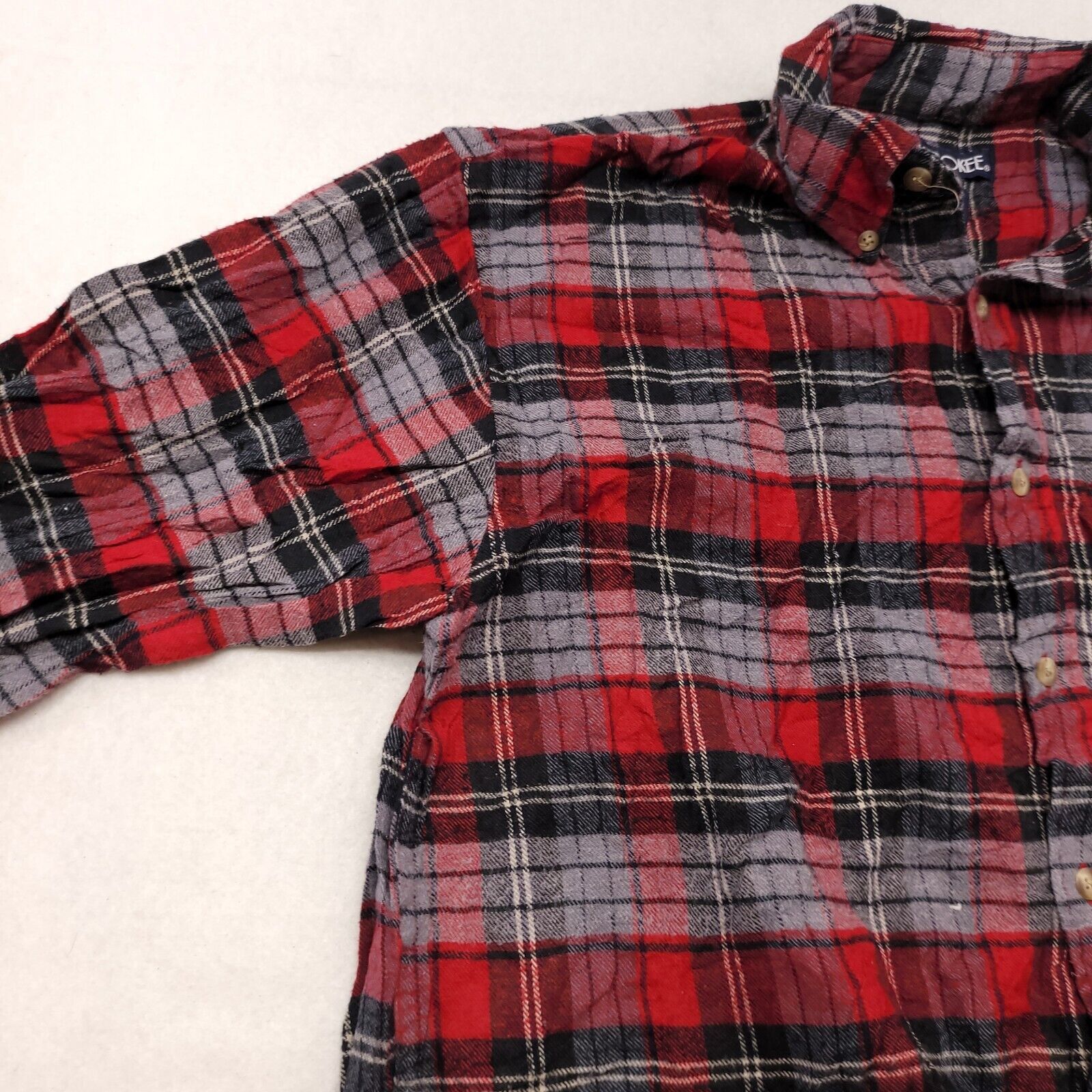 Cherokee Cherokee Madras Flannel Shirt Mens Size Medium M Red Gray Size US M / EU 48-50 / 2 - 4 Thumbnail
