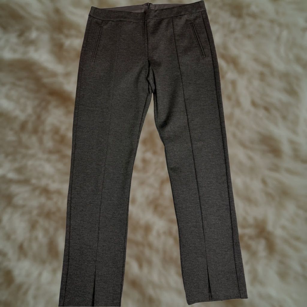 Anthropologie Cartonnier Anthropologie Gray Ponte Knit Slim Leg Pants M Women Regular Size Medium Flip Front Flat Front Ankle Style Size 32" / US 10 / IT 46 - 1 Thumbnail