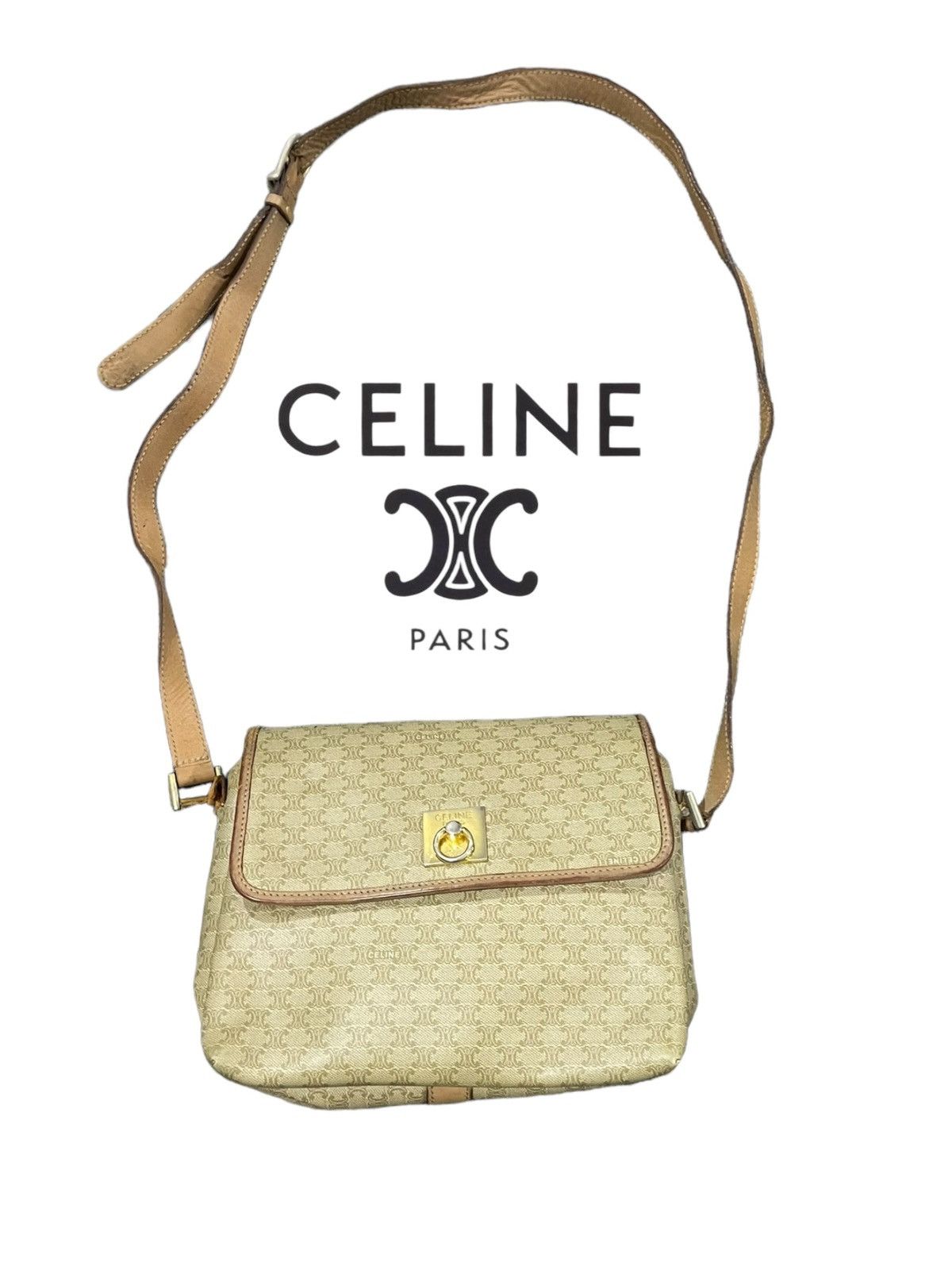 VTG 80's Celine Macadam M14 Shoulder Bag Distressed