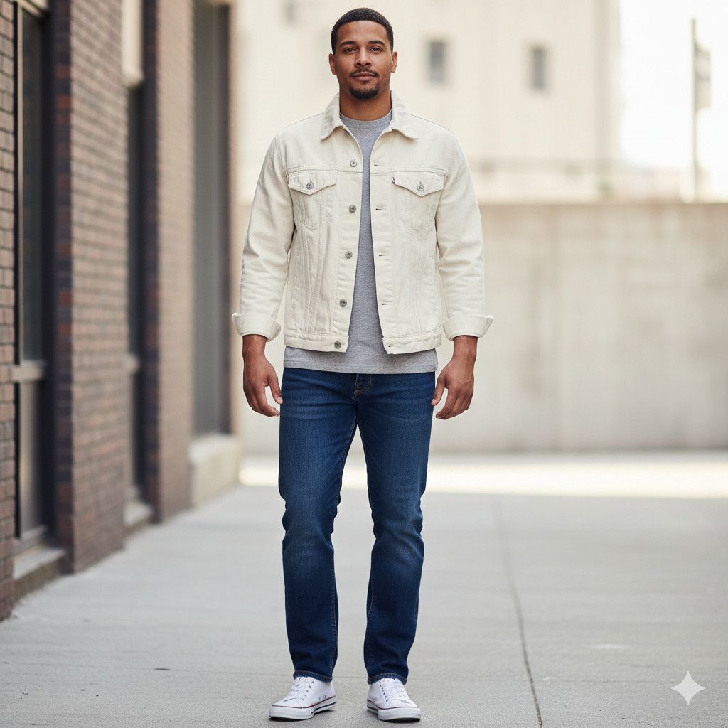 Levi's Levi's Men's L Denim Trucker Jacket Cream White 6 Pocket Size US L / EU 52-54 / 3 - 11 Thumbnail